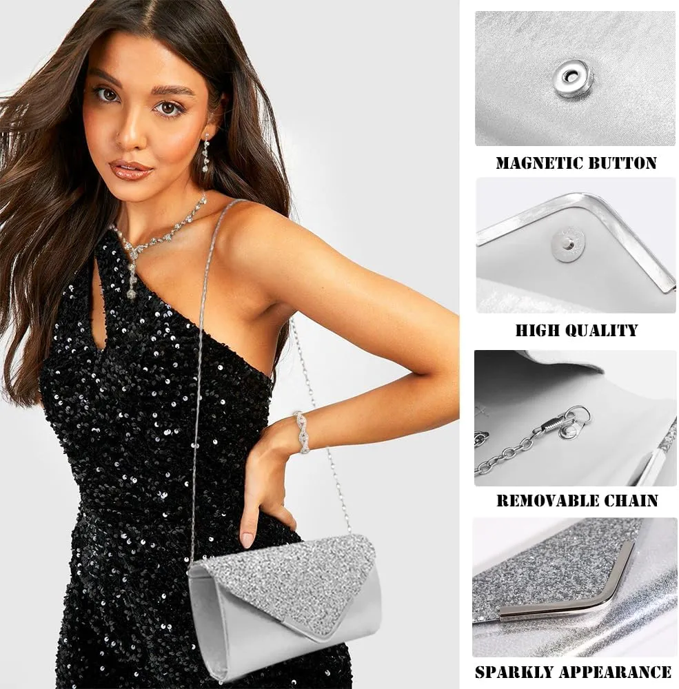 10Pcs Silver Rhinestone Jewelry Set for Women Bride Wedding Prom Jewelry Evening Rhinestone Sparkly Clutch Purse Bag Necklace Tennise Layered Bracelets CZ Ring Crystal Drop Earring Set Silver Shiny Costume Kit