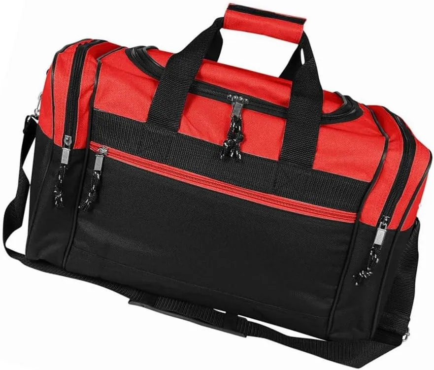 17" Blank Duffle Bag Duffel Travel Camping Sports Gym Accessories Bag (17" - Red)