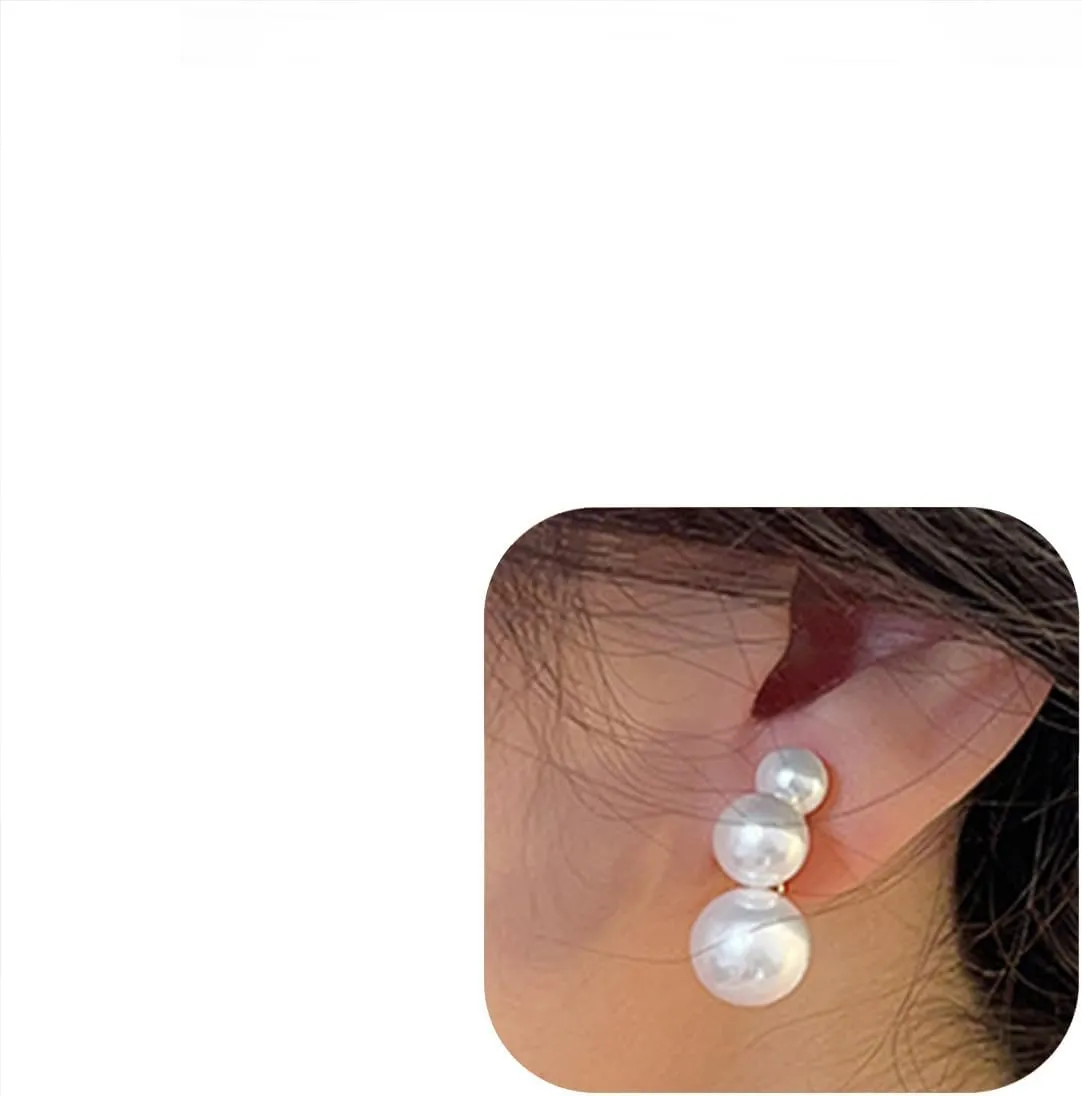 18K Gold Plated Clip-On Earrings - Pearl Drop Non-Pierced Jewelry for Women, Hypoallergenic Lightweight Dangle Earrings for Sensitive Ears