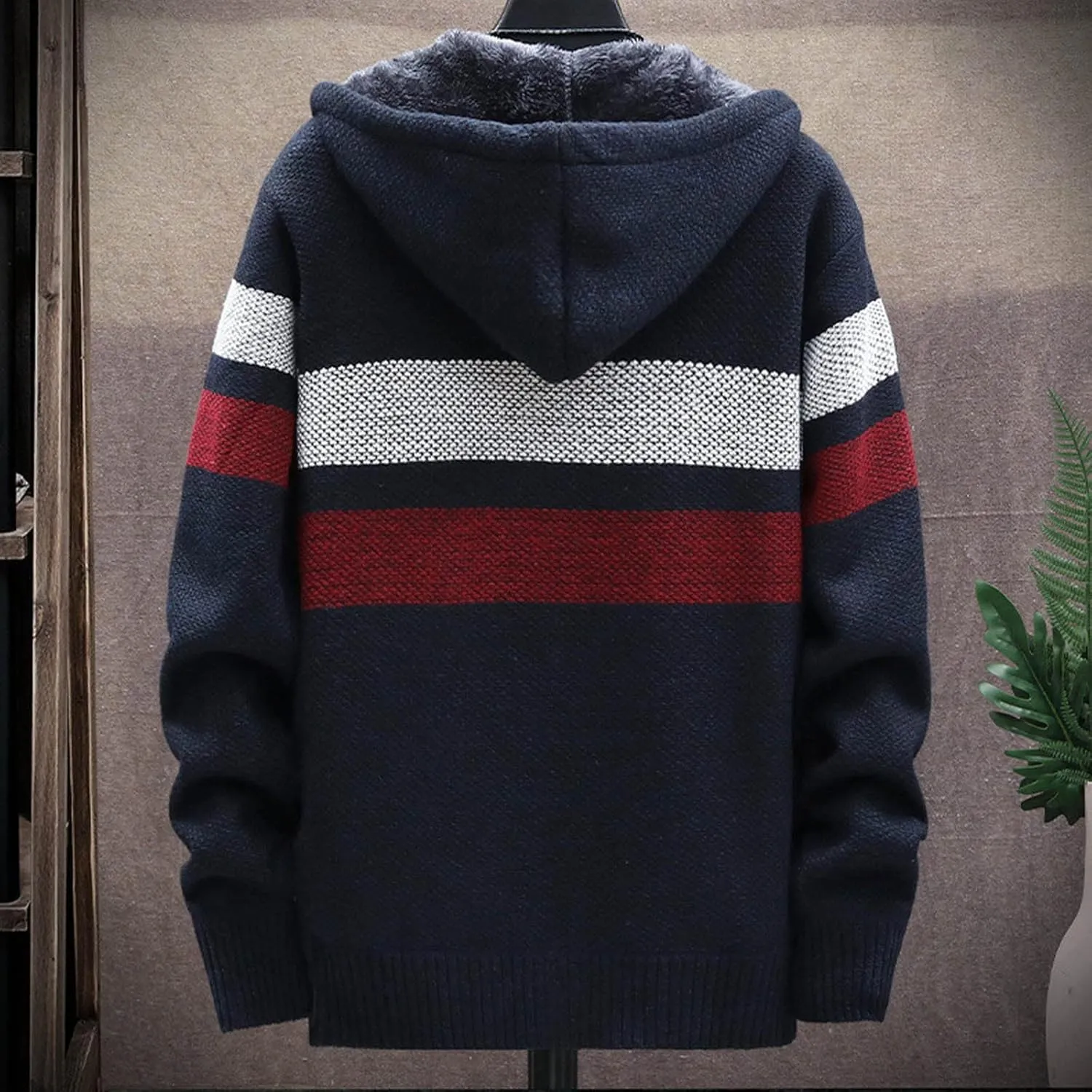 2024 Fashion Knitwear for Men's Sweater Coat Retro Lapel Button Plus Size Cable Knited Cardigan Henley Sweater