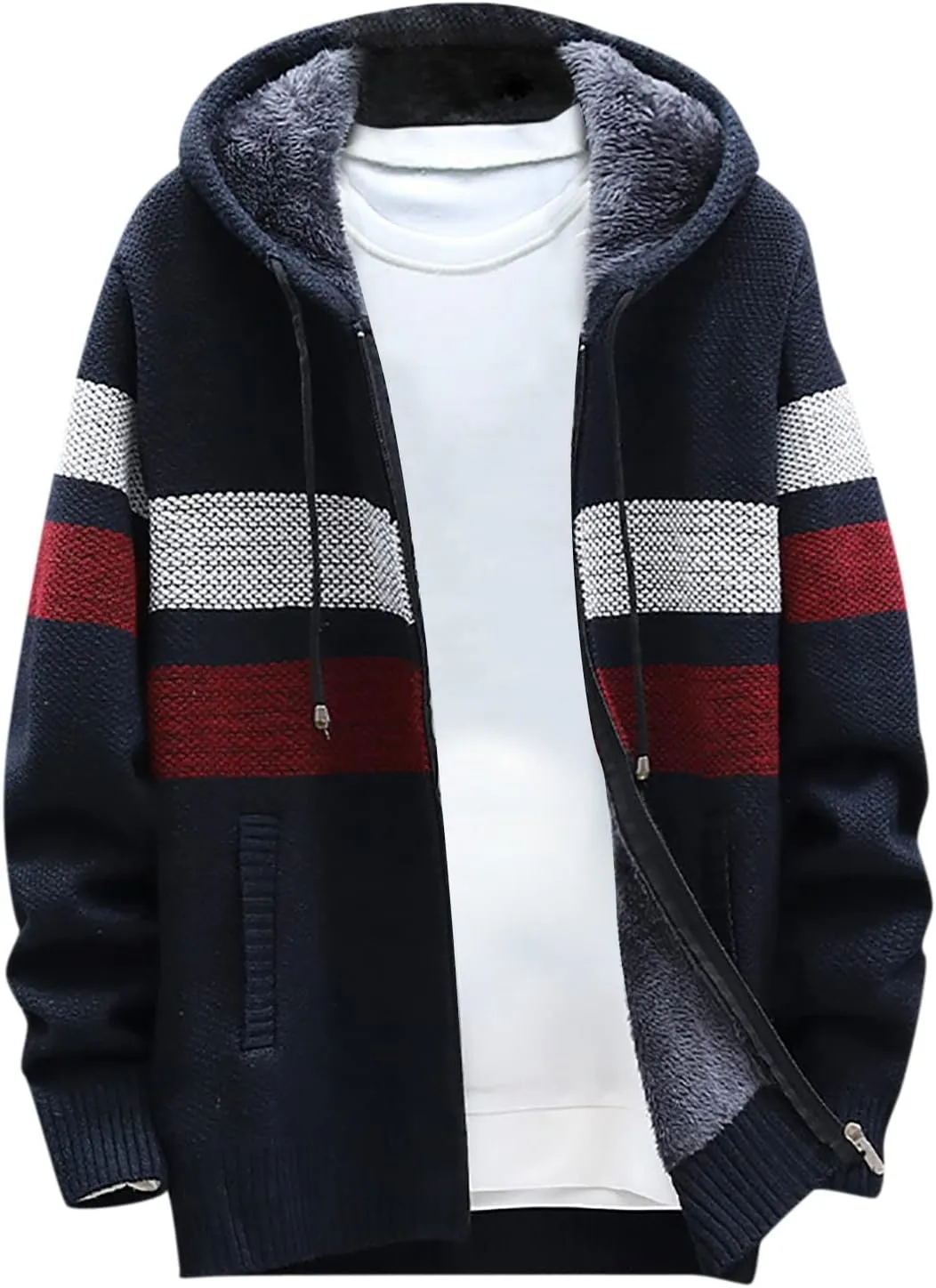 2024 Fashion Knitwear for Men's Sweater Coat Retro Lapel Button Plus Size Cable Knited Cardigan Henley Sweater