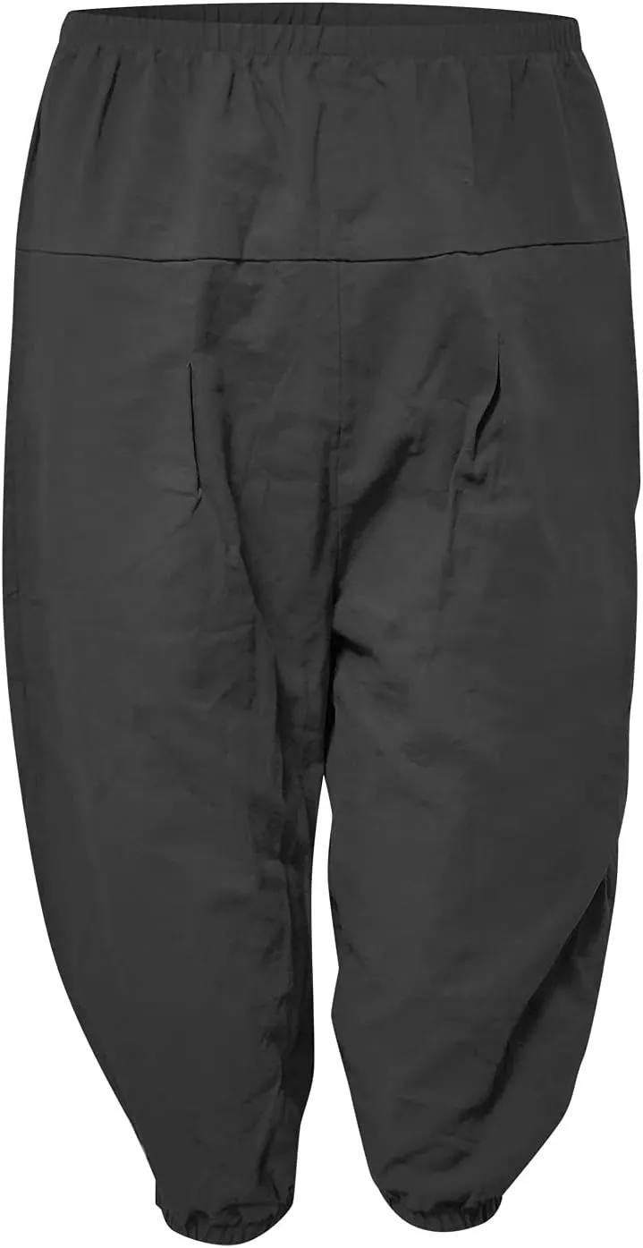 2024 Women's Soft Stretch Yoga Pants Summer Cotton Linen Capris Drawstring Workout Sweatpants Causal Lounge Pants Trousers