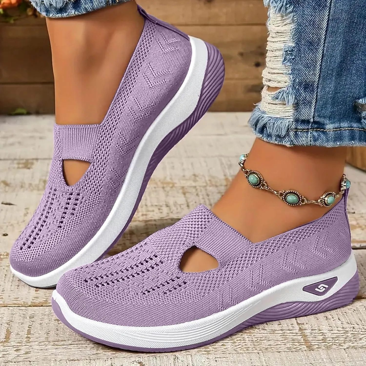 2024 Women's Woven Orthopedic Breathable Soft Shoes Go Walking Slip on Diabetic Foam Shoes Arch Support Hands Free Slip in Sneakers Arch Support