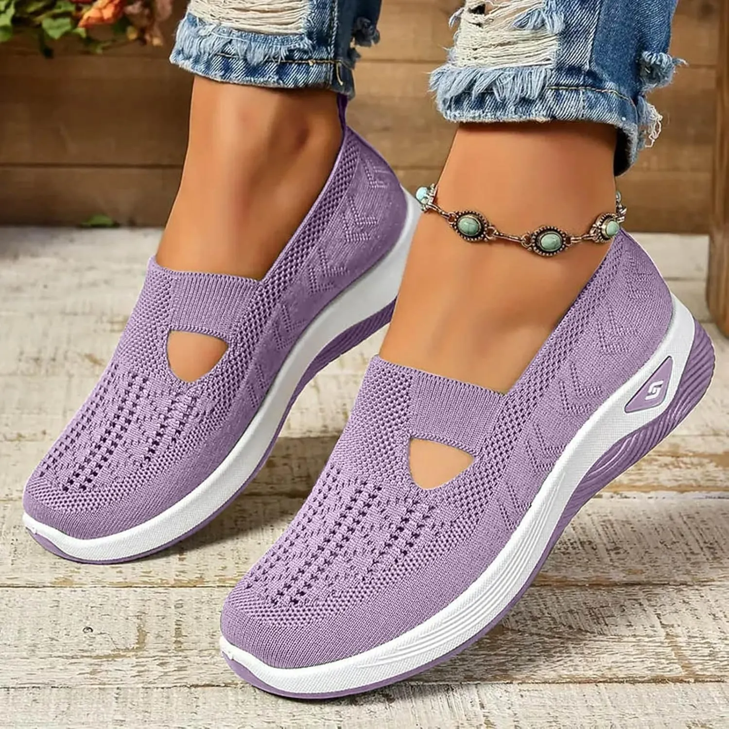 2024 Women's Woven Orthopedic Breathable Soft Shoes Go Walking Slip on Diabetic Foam Shoes Arch Support Hands Free Slip in Sneakers Arch Support