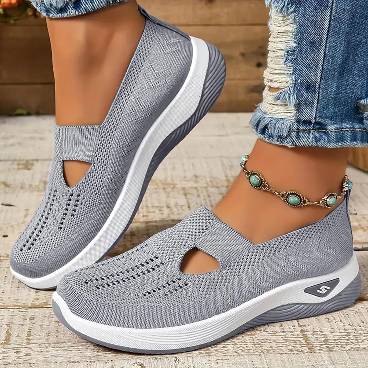 2024 Women's Woven Orthopedic Breathable Soft Shoes Go Walking Slip on Diabetic Foam Shoes Arch Support Hands Free Slip in Sneakers Arch Support