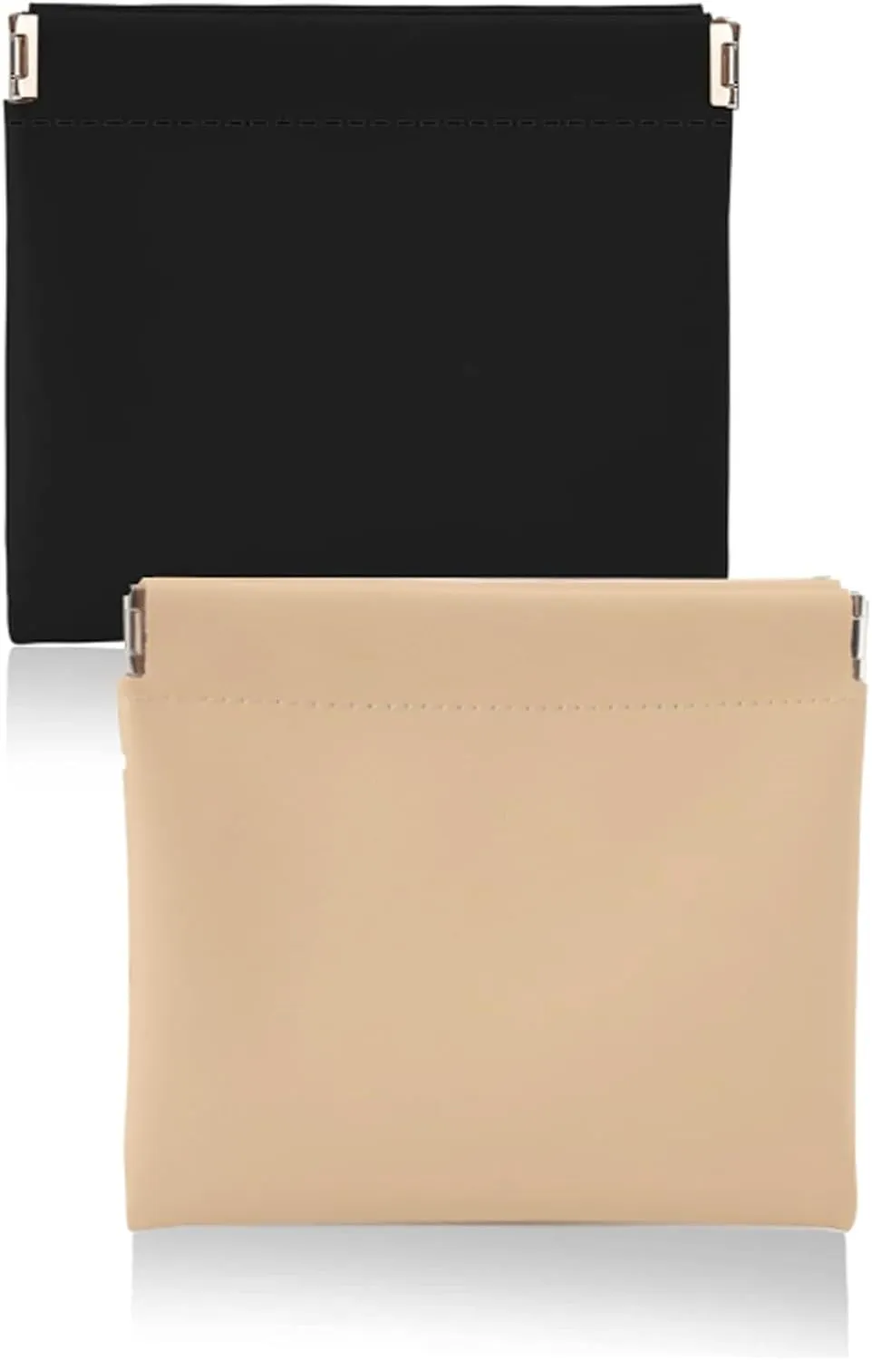 2Pcs One Push Open Leather Self Close Small Bags for Women Cosmetic- Men Purse Pocket Tiny Coin-Electronics Accessories Travel Toiletry Case Organizer for Card Headphones Charger Jewelry