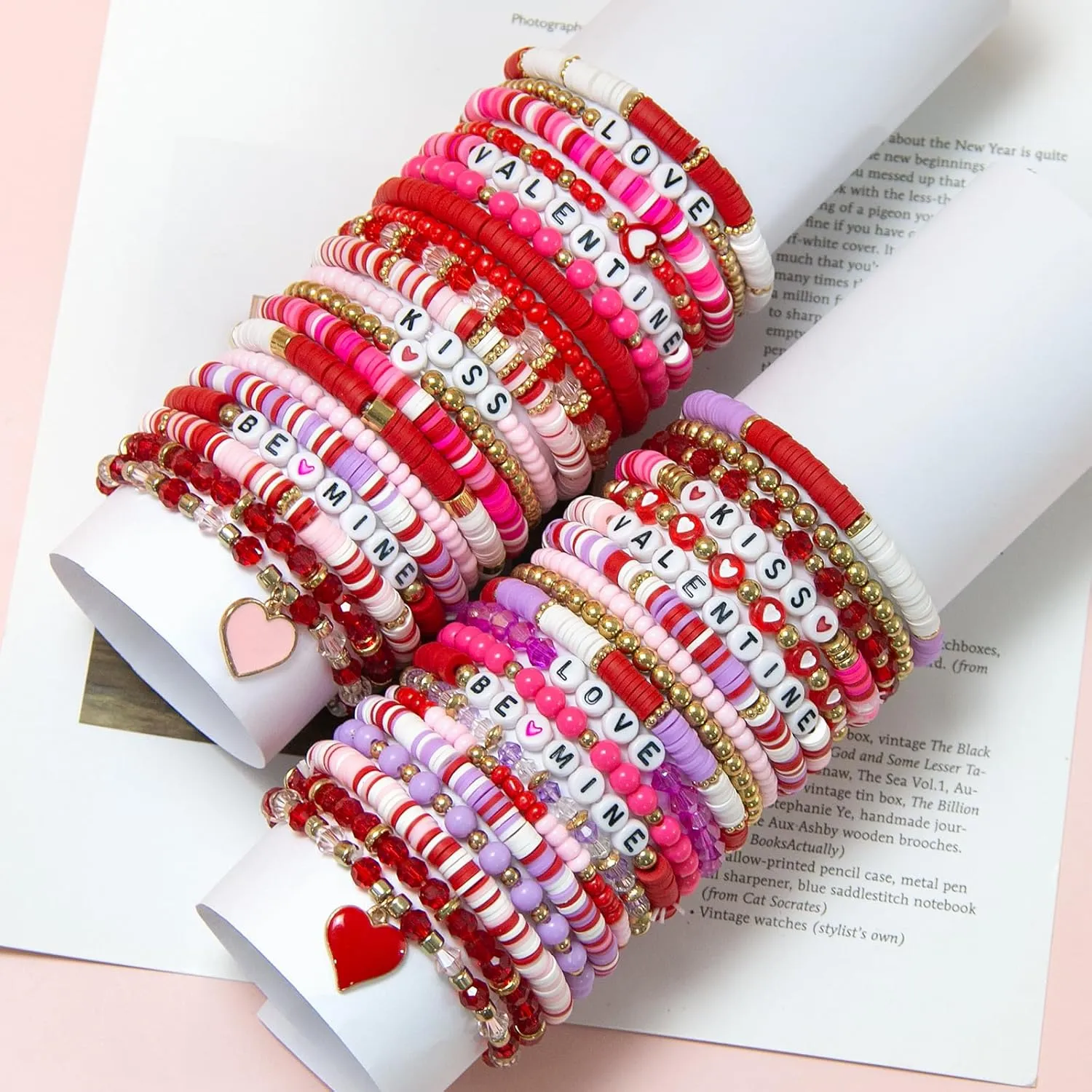 40 Pcs Bracelets for Women Stretch Stackable Elastic Layering Friendship Bracelet, Boho Summer Beach Jewelry Party Favors Gift Party Supplies