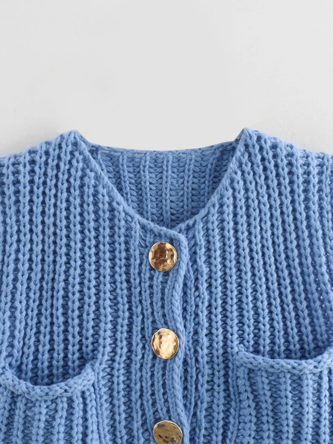 Adoeren Women Chunky Sweater Vest Crewneck Button Down Crochet Sleeveless Cardigan Casual Loose Cap Sleeve Knit Vest