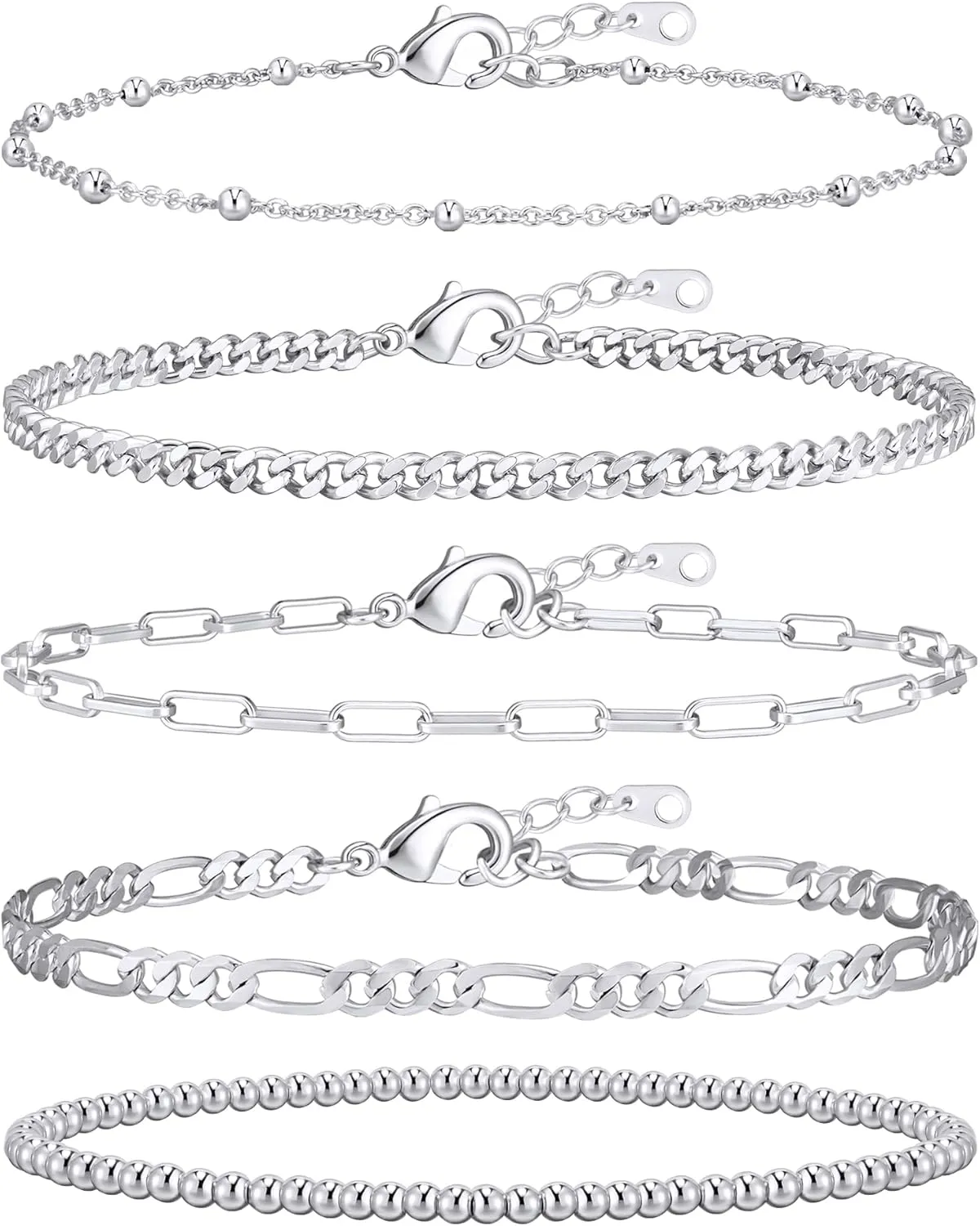 adoyi Gold Bracelets for Women, 14K Gold Plated Stackable Bracelet Stack Set Adjustable Charm Paperclip Chain Cuban Link Layered Waterproof Jewelry Sets Gifts for Womens 6.0/6.8/7.2"