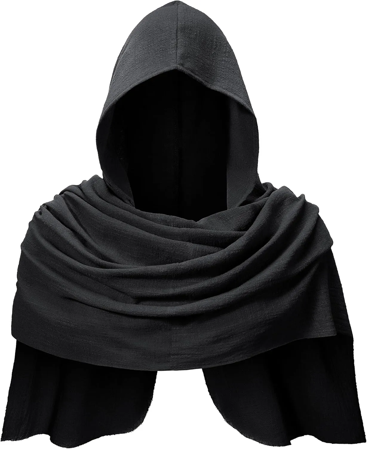 Adult Medieval Renaissance Hooded Cowl Multifunctional Scarf Shawl Cape Halloween Cosplay Costume Accessories