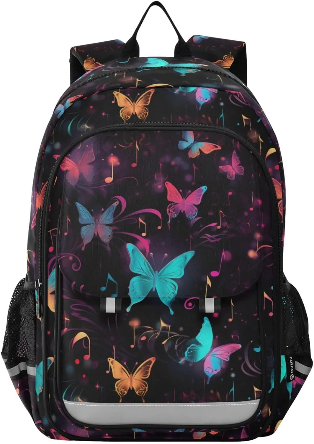 ALAZA Rainbow Color Butterflies Music Notes Backpack Bookbag Laptop Notebook Bag Casual Travel Daypack for Women Men Fits15.6 Laptop