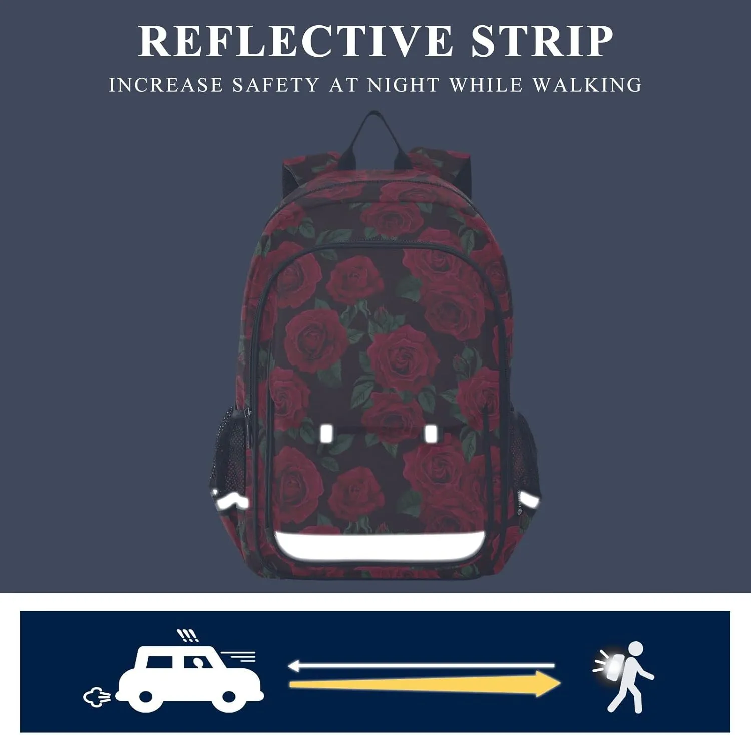 ALAZA Red Rose Leaves Backpack Bookbag Laptop Notebook Bag Casual Travel Daypack for Women Men Fits15.6 Laptop