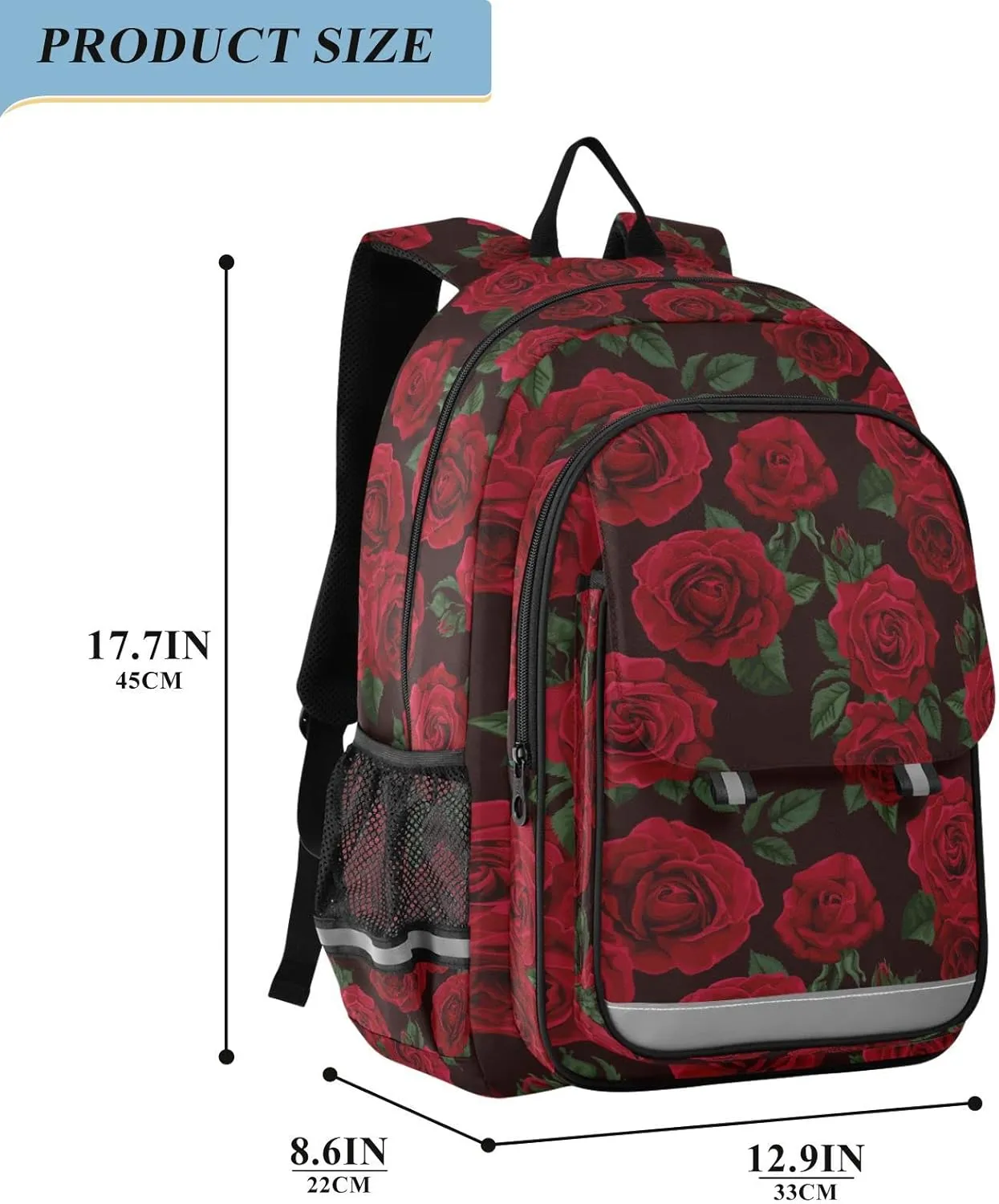ALAZA Red Rose Leaves Backpack Bookbag Laptop Notebook Bag Casual Travel Daypack for Women Men Fits15.6 Laptop