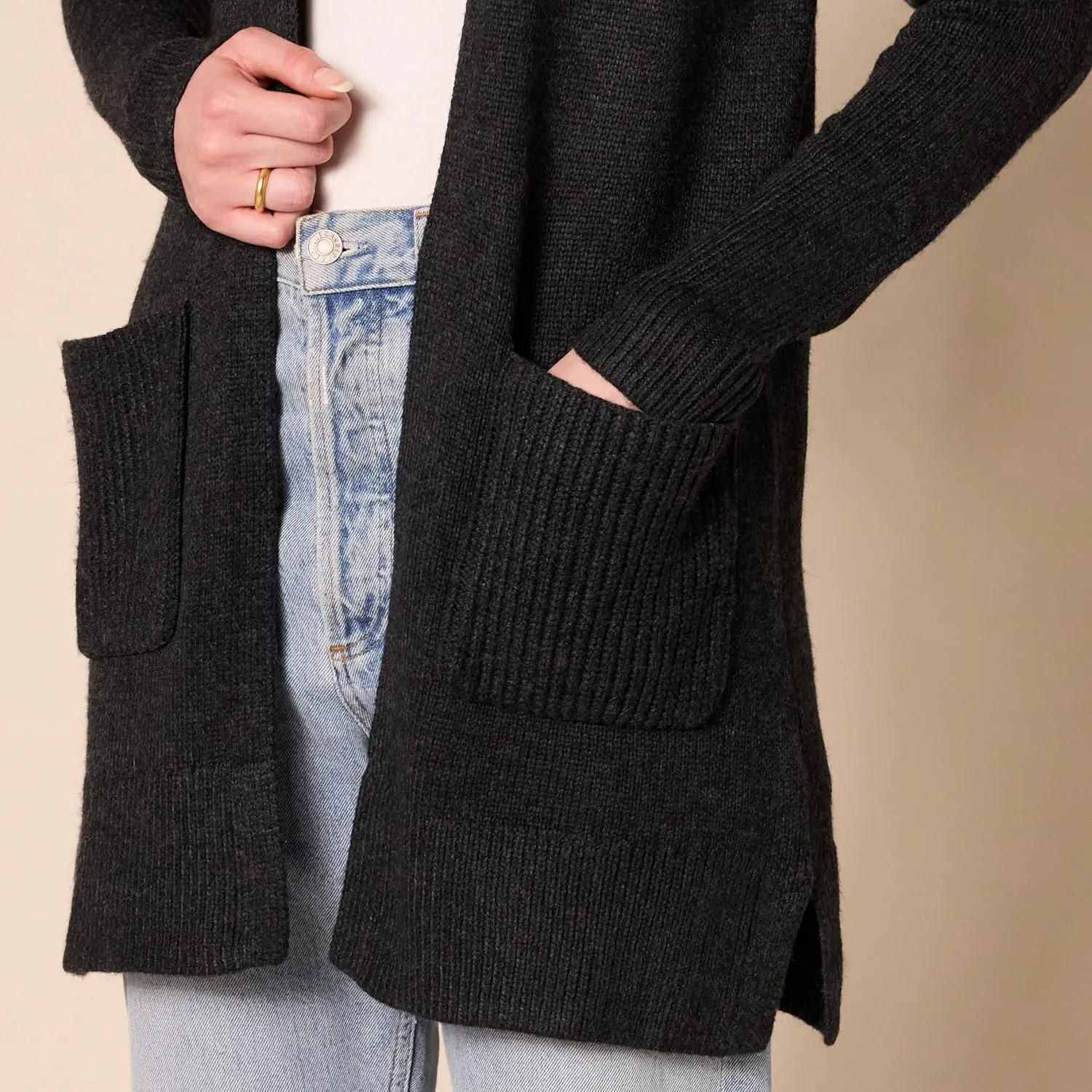 Amazon Essentials Women's Long-Sleeve Jersey Stitch Open-Front Cardigan
