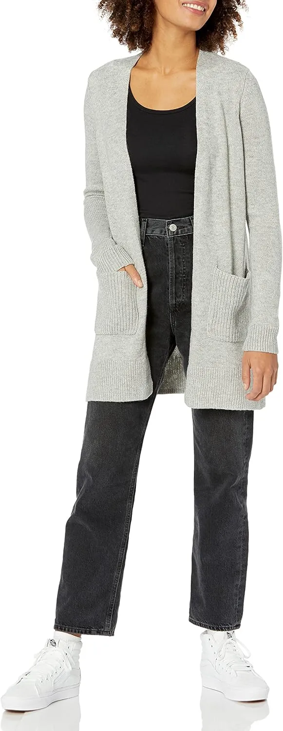 Amazon Essentials Women's Long-Sleeve Jersey Stitch Open-Front Cardigan