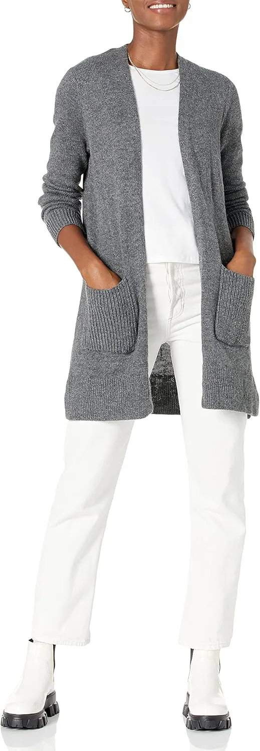 Amazon Essentials Women's Long-Sleeve Jersey Stitch Open-Front Cardigan