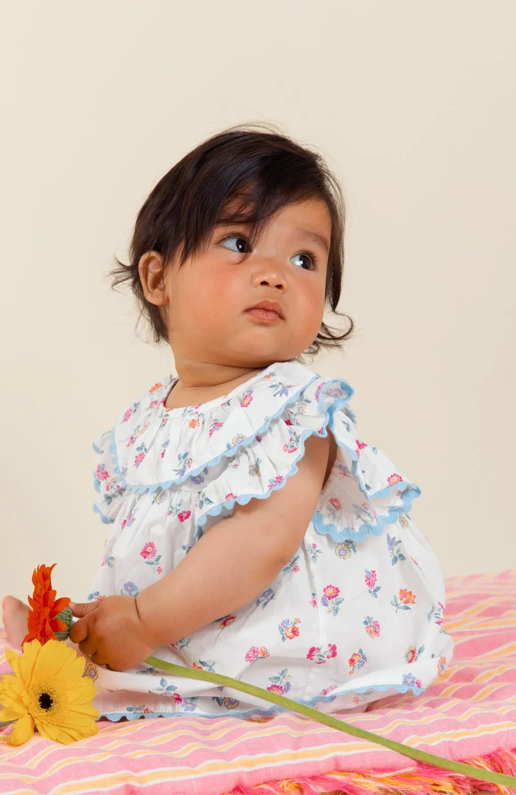 Anusha Romper in White Felicita Flowers