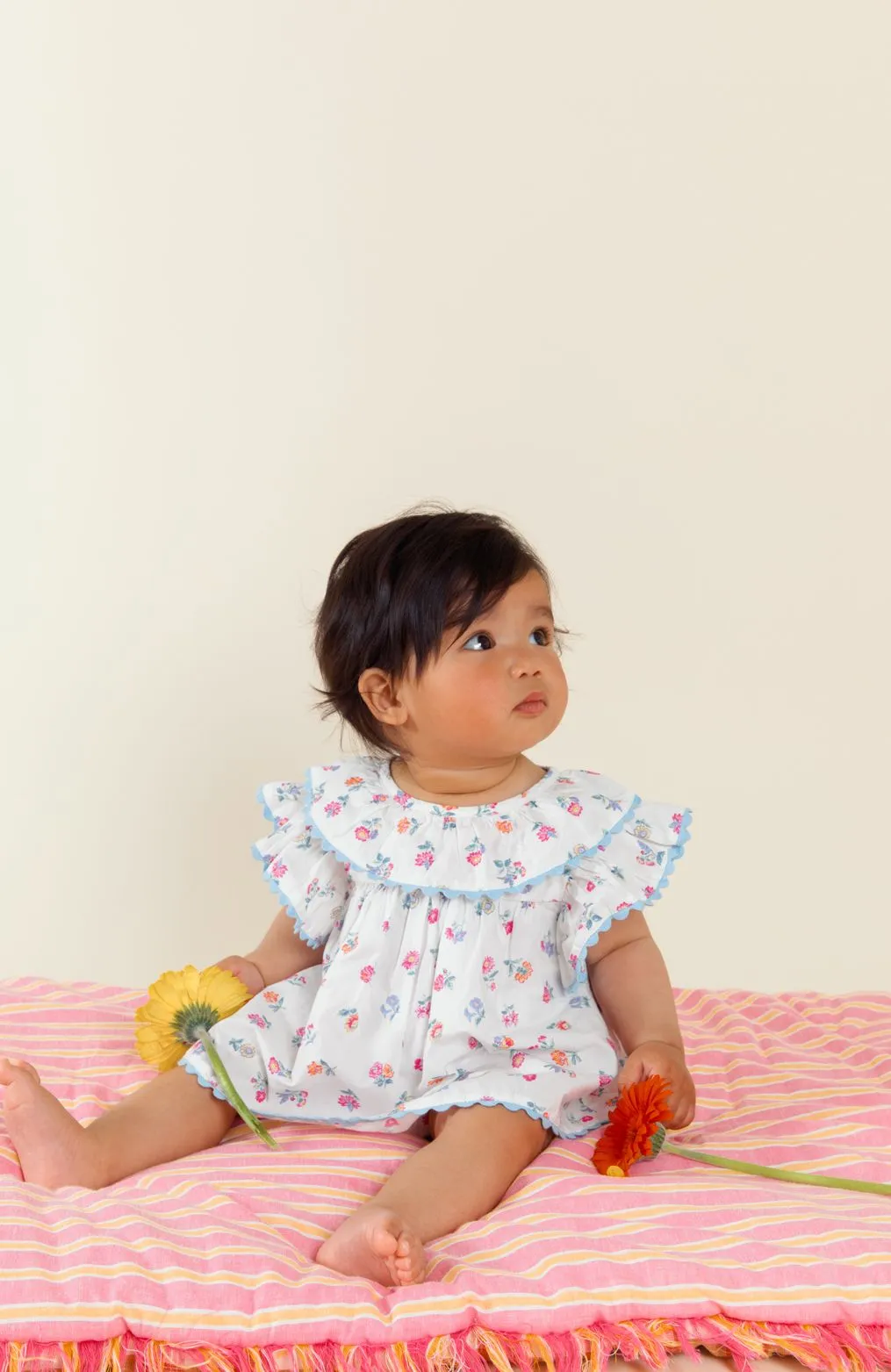 Anusha Romper in White Felicita Flowers