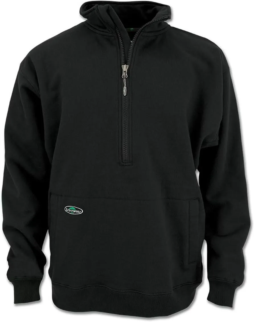 Arborwear Double Thick Half Zip Pullover - Heavy Duty Cotton Fleece Mens Half Zip Pullover Sweatshirt with Gusseted Arms