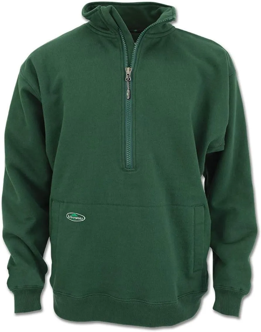 Arborwear Double Thick Half Zip Pullover - Heavy Duty Cotton Fleece Mens Half Zip Pullover Sweatshirt with Gusseted Arms