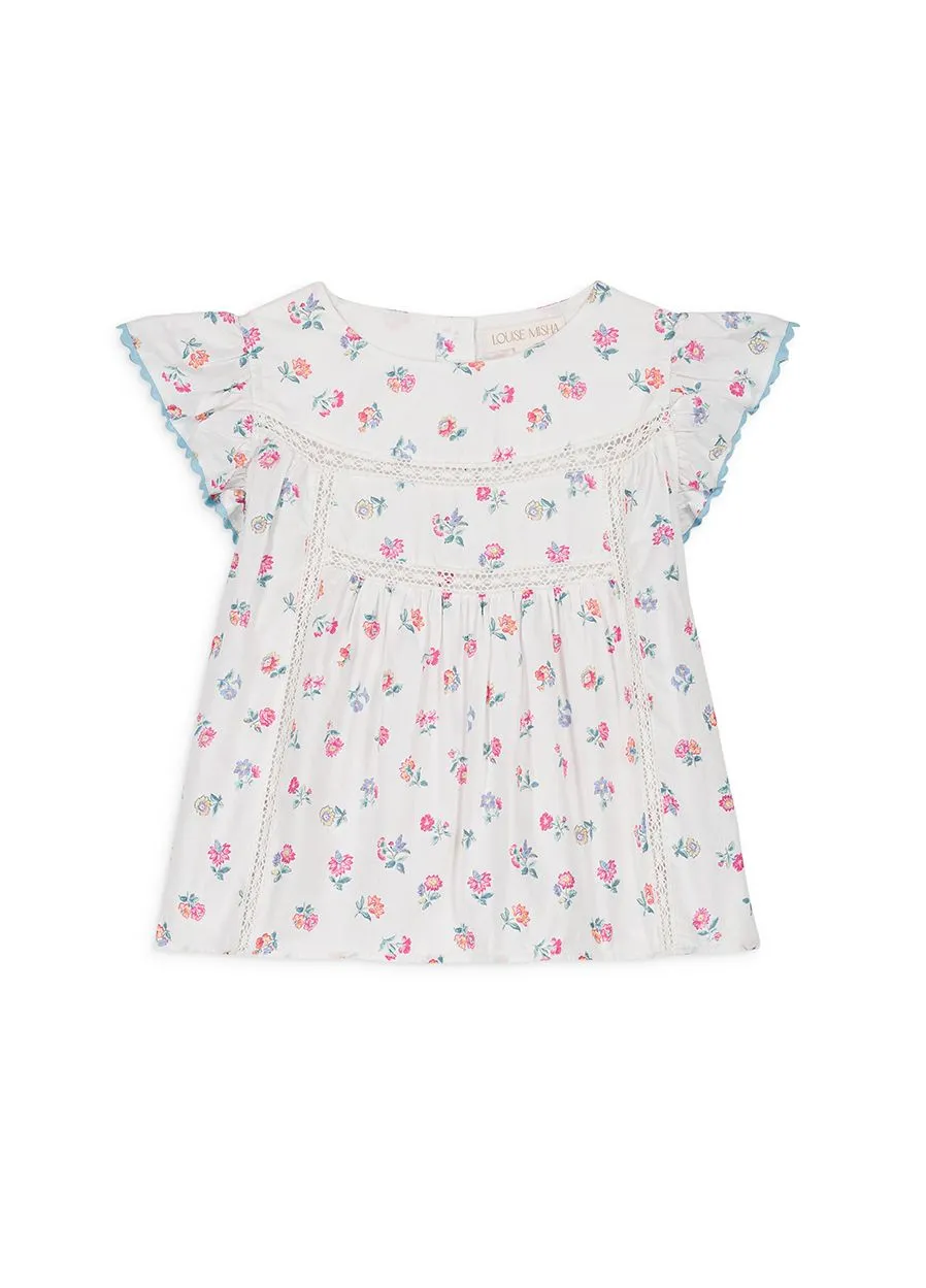 Armande Blouse in White Felicita Flowers