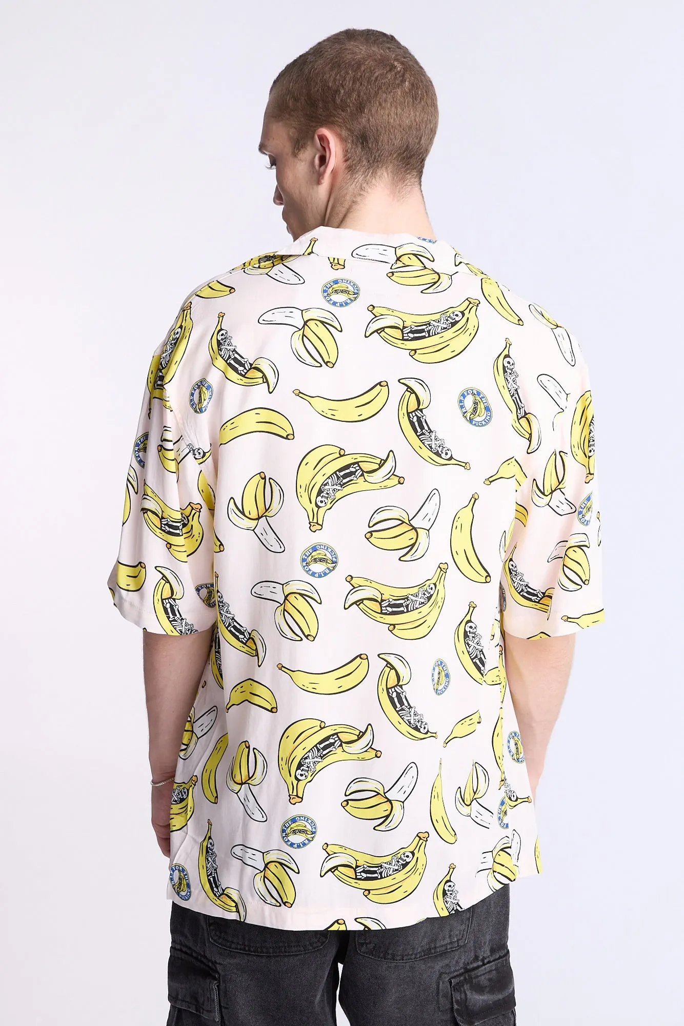Arsenic Mens Banana Skeleton Button-Up