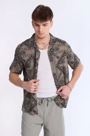 Arsenic Mens Bandana Print Gauze Button-Up