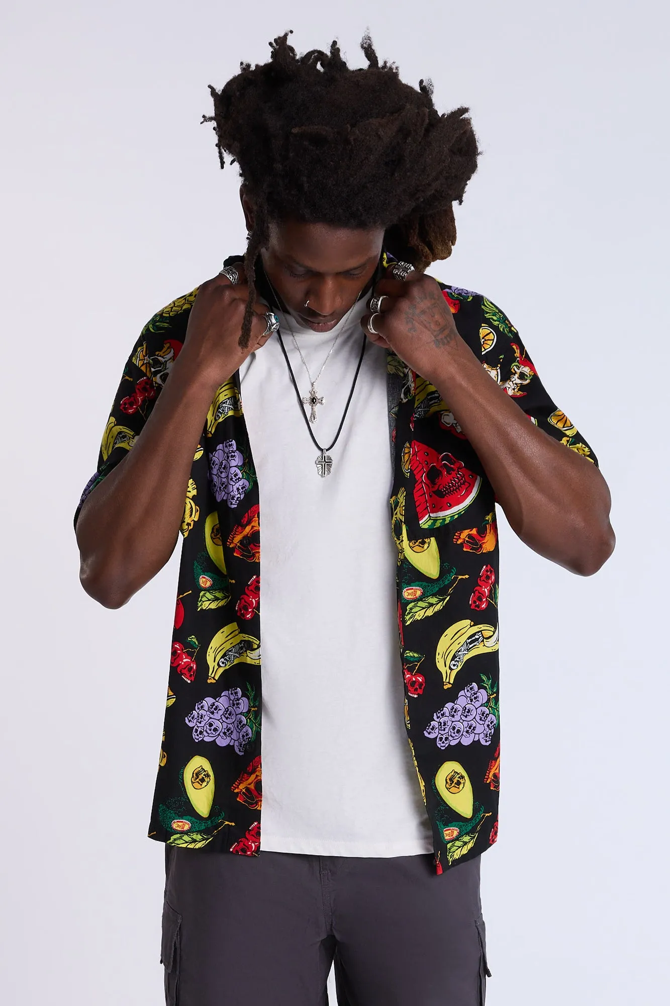 Arsenic Mens Fruit Skulls Button-Up