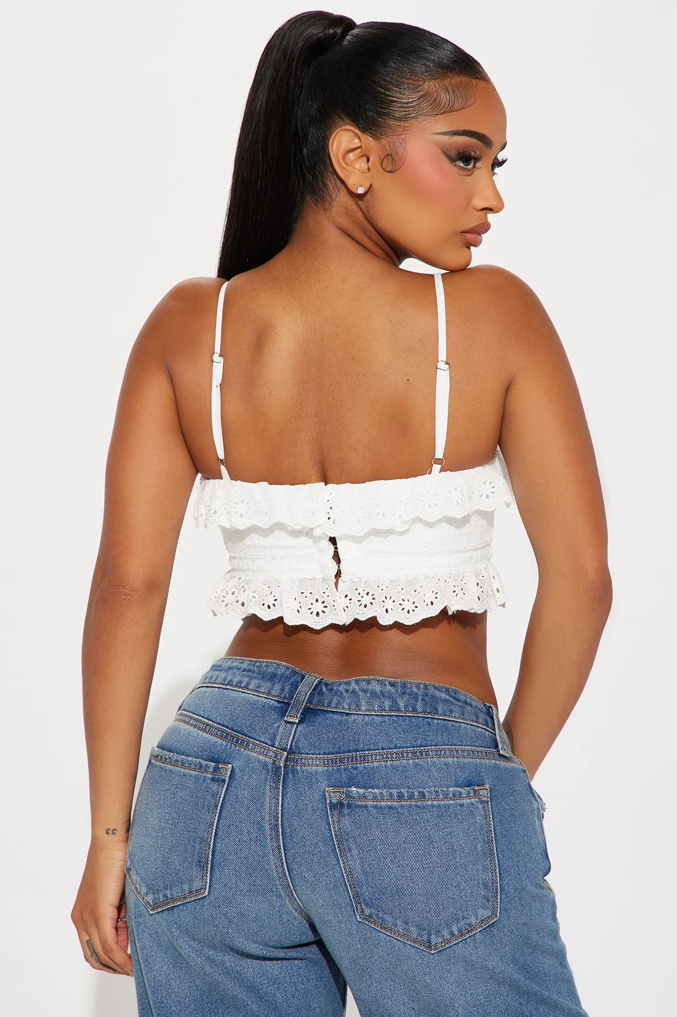 Aura Eyelet Top - White