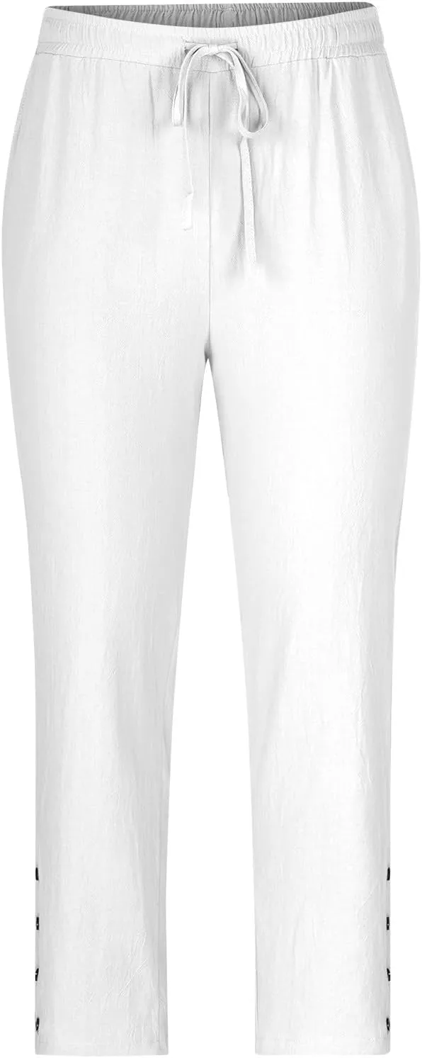 Baggy Linen Pants Men Drawstring Tapered Pants Elastic Waist Trousers Casual Summer Lounge Pants Lightweight Pants