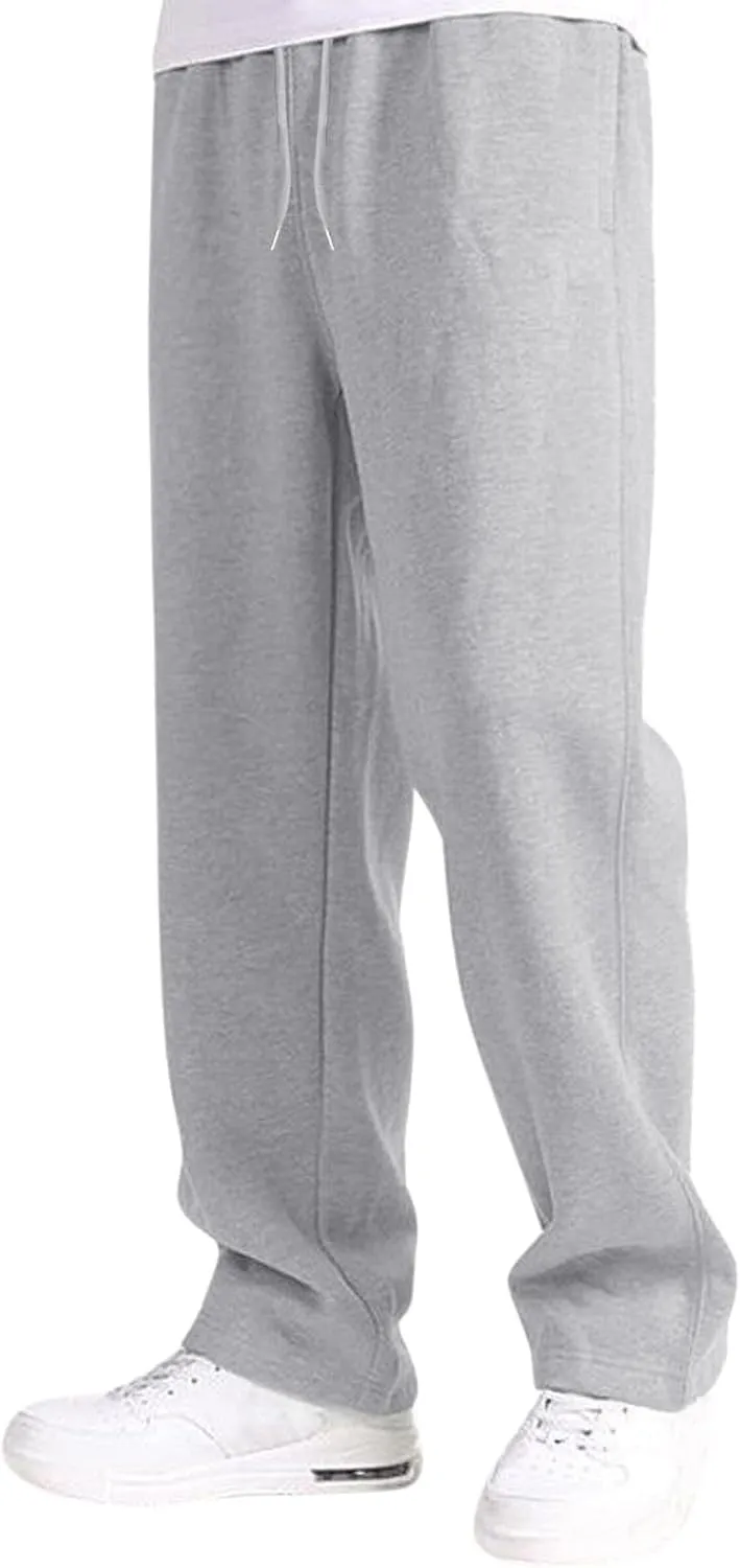 Baggy Sweatpants Men Tapered Loose Fit Trousers Drawstring Pants Elastic Waist Workout Slacks with Pockets