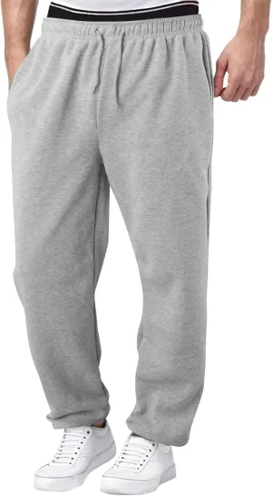 Baggy Sweatpants Men Tapered Loose Fit Trousers Drawstring Pants Elastic Waist Workout Slacks with Pockets