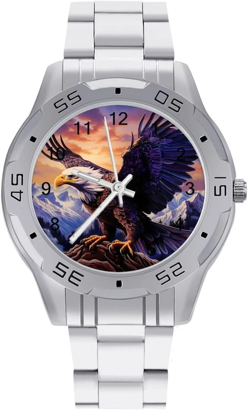 Bald Ea-gle Men's Business Watch Fashion Stainless Steel Wristwatches Custom Easy Read Watches for Women