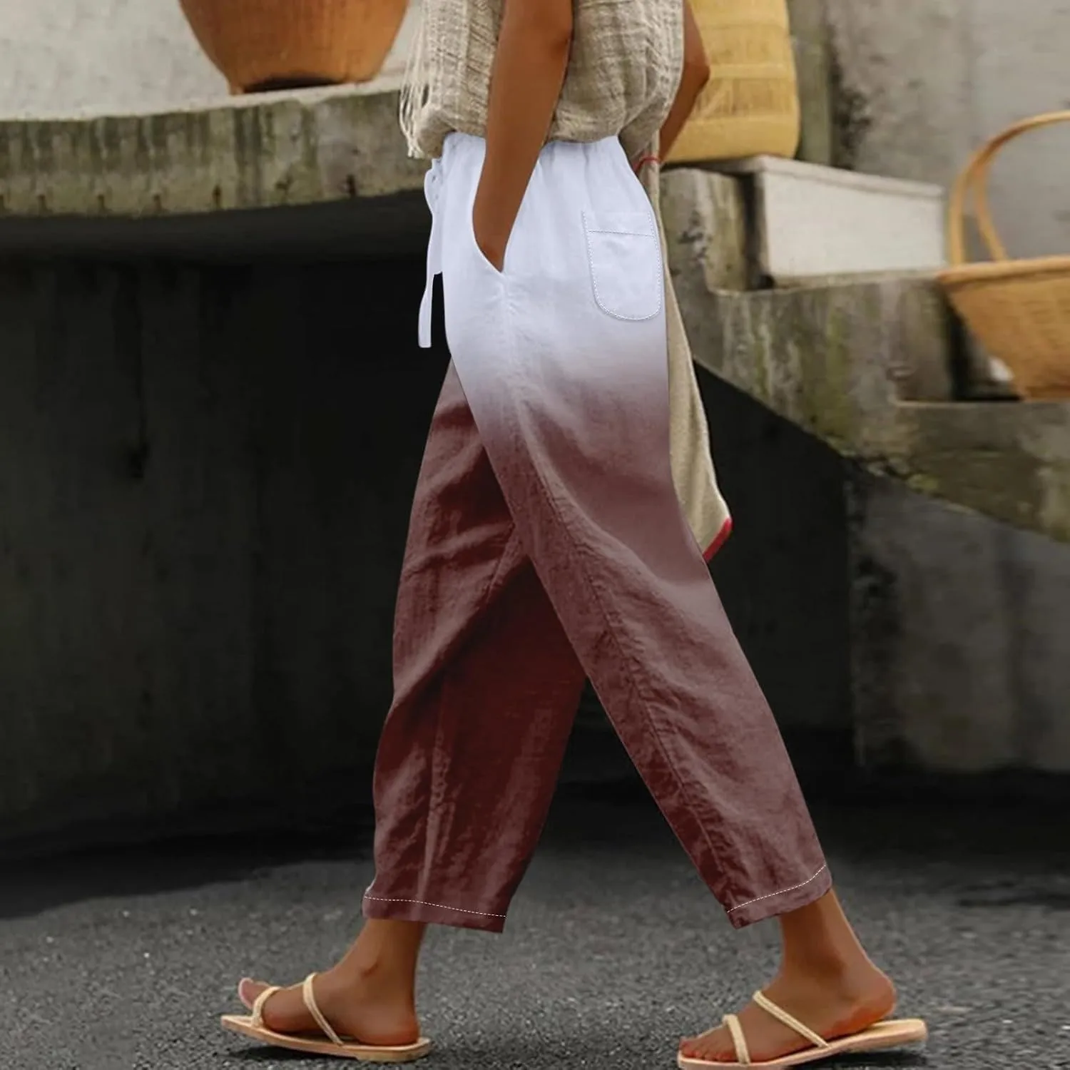 Beach Pants Everyday Casual Drawstring Pants Womens Work Pants Summer Outfits for Women 2024 Vacation Jeans