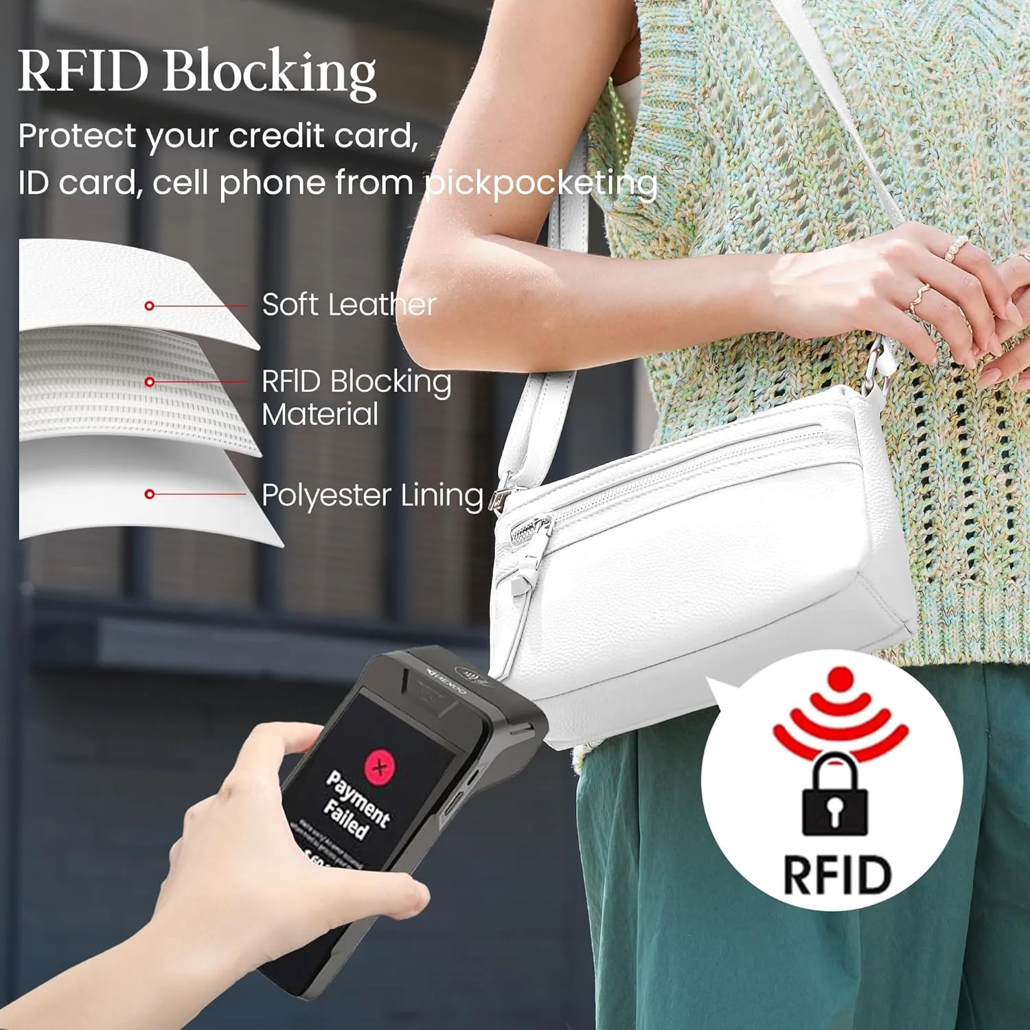 befen Small Genuine Leather Crossbody Purse Bags for Women, Multi Pockets Shoulder Handbag with RFID Blocking Card Slots