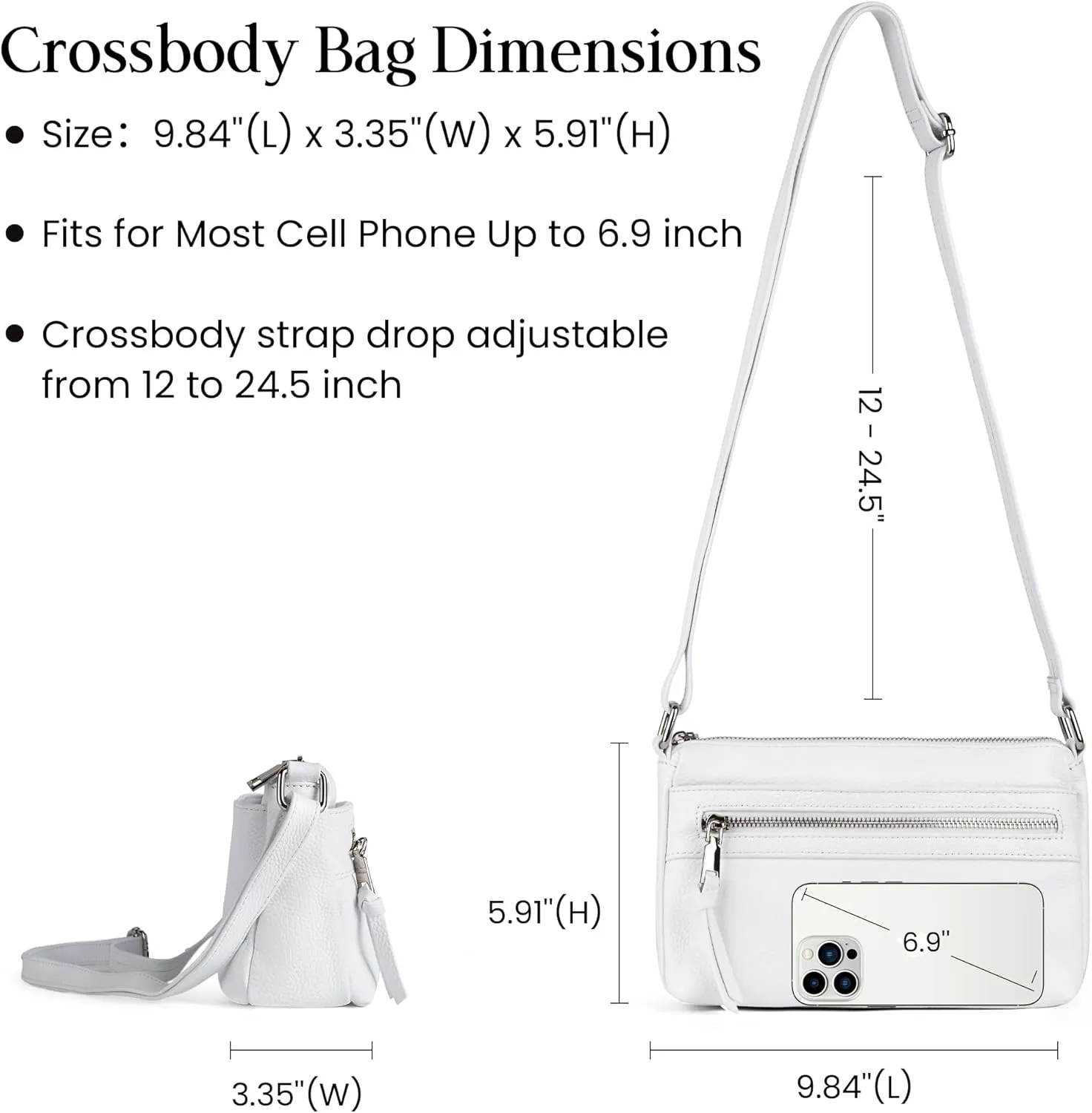 befen Small Genuine Leather Crossbody Purse Bags for Women, Multi Pockets Shoulder Handbag with RFID Blocking Card Slots