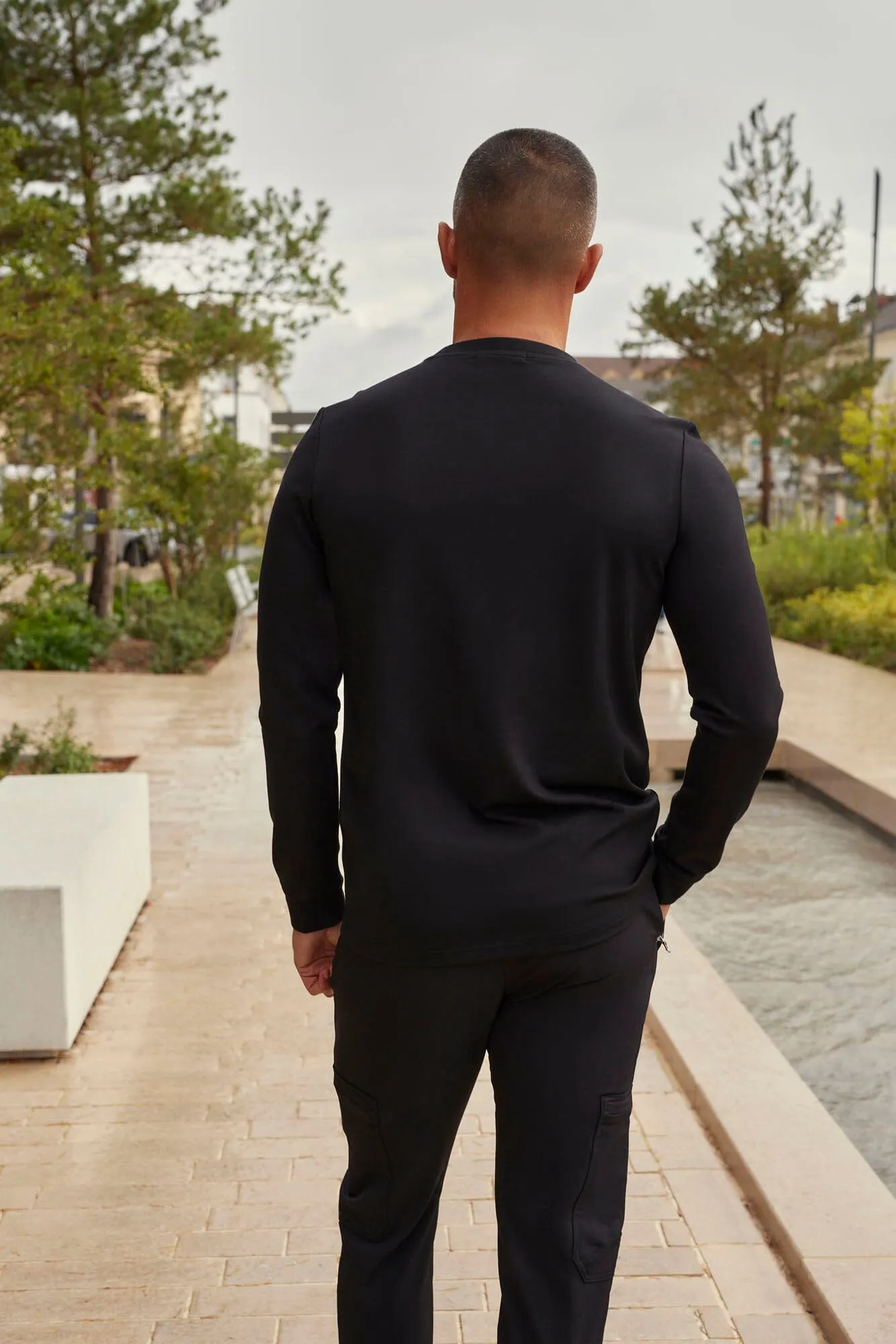 Black/Black L/S Tech Pocket T-Shirt