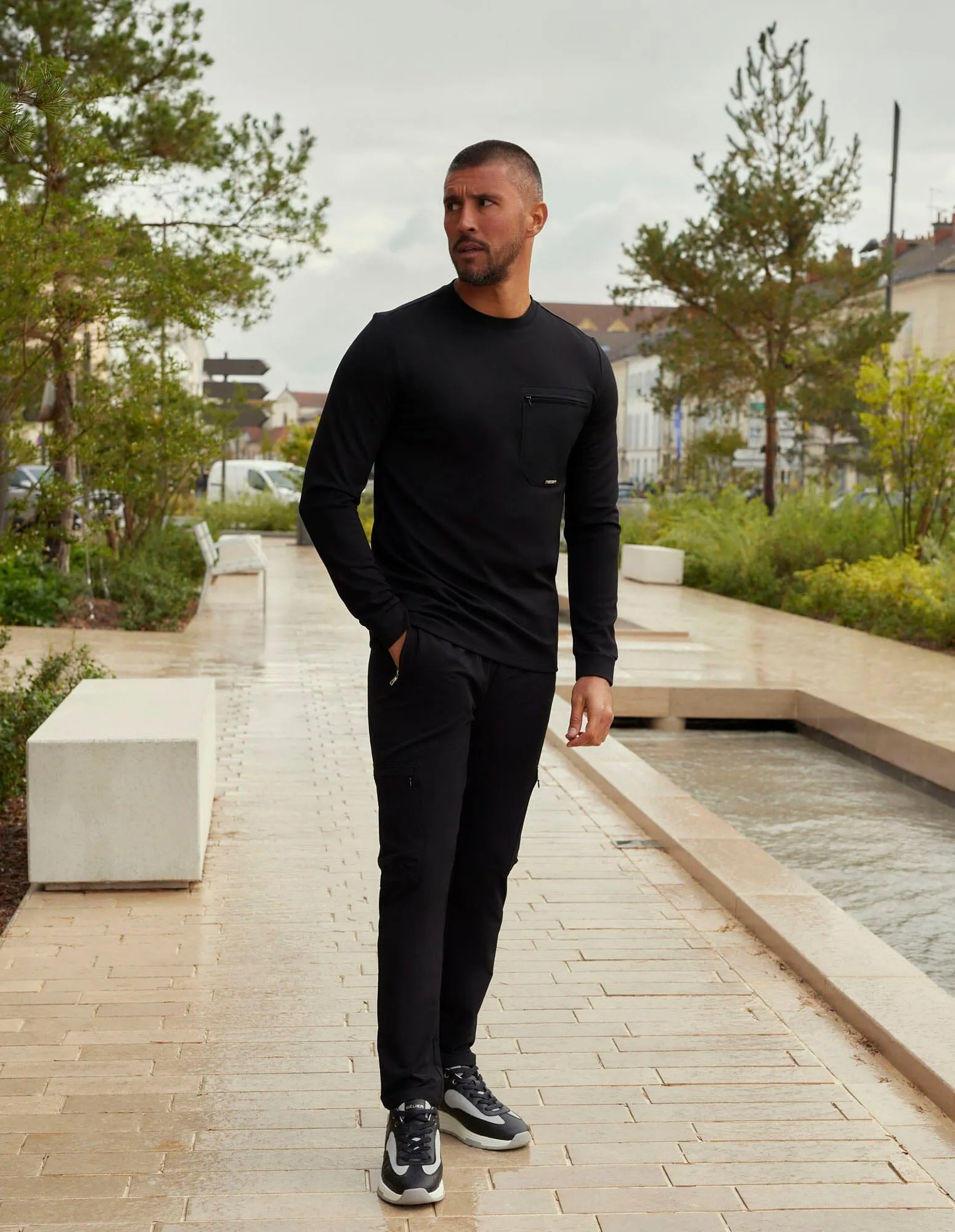 Black/Black L/S Tech Pocket T-Shirt