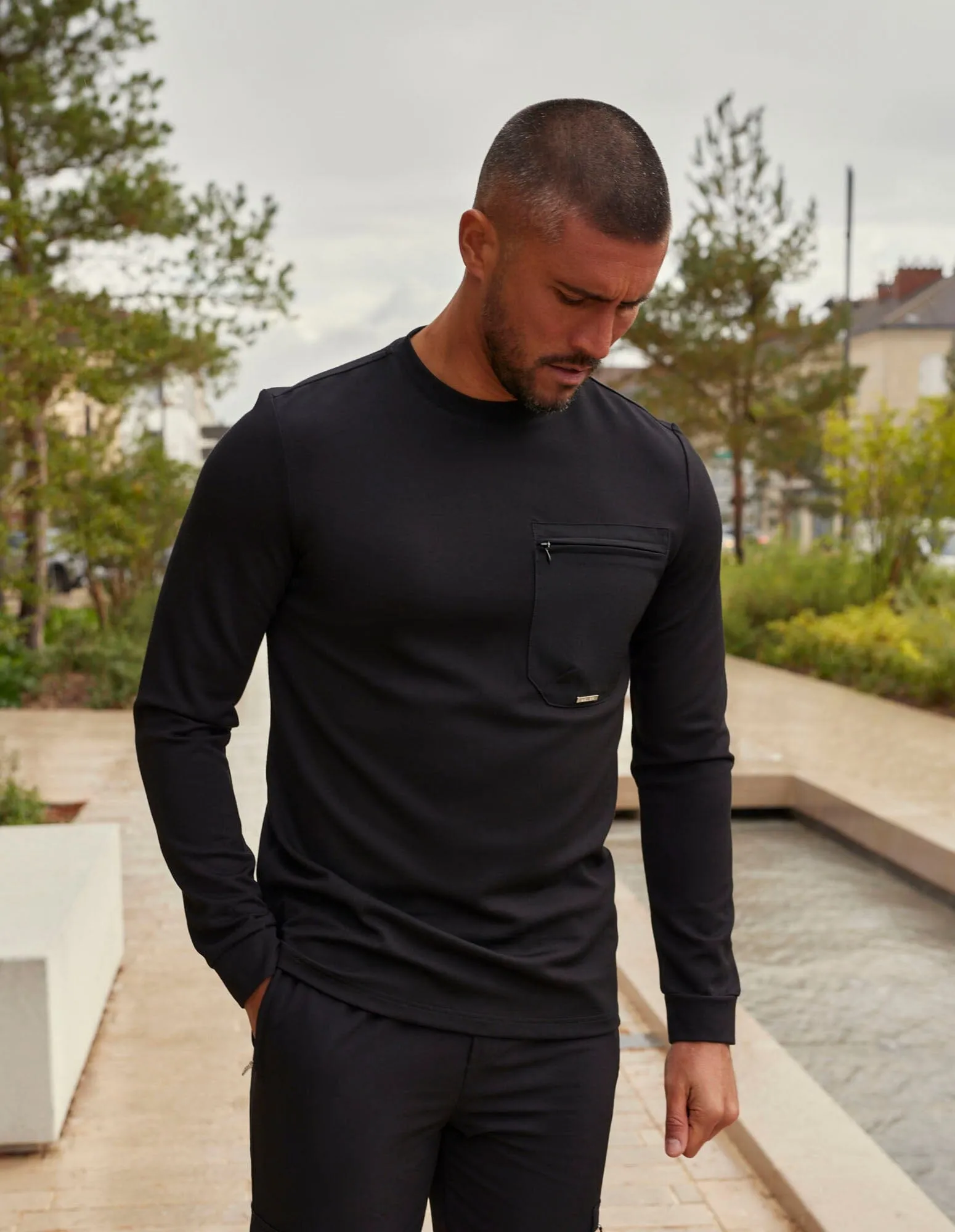 Black/Black L/S Tech Pocket T-Shirt