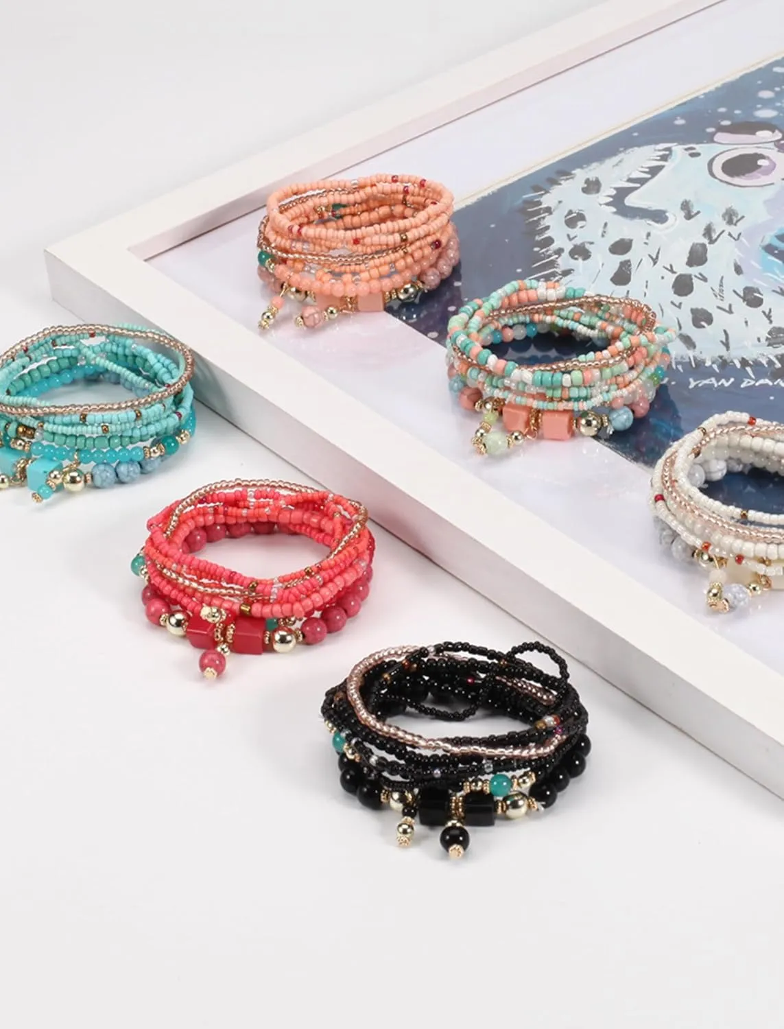 Bohemian Beads Bracelets Stackable Stretch Bracelets Women Colorful Handmade Boho Beach Jewelry