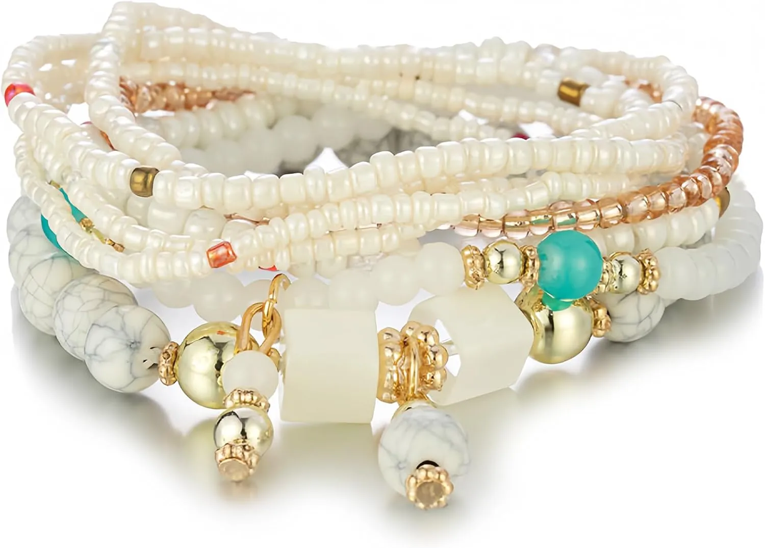 Bohemian Beads Bracelets Stackable Stretch Bracelets Women Colorful Handmade Boho Beach Jewelry