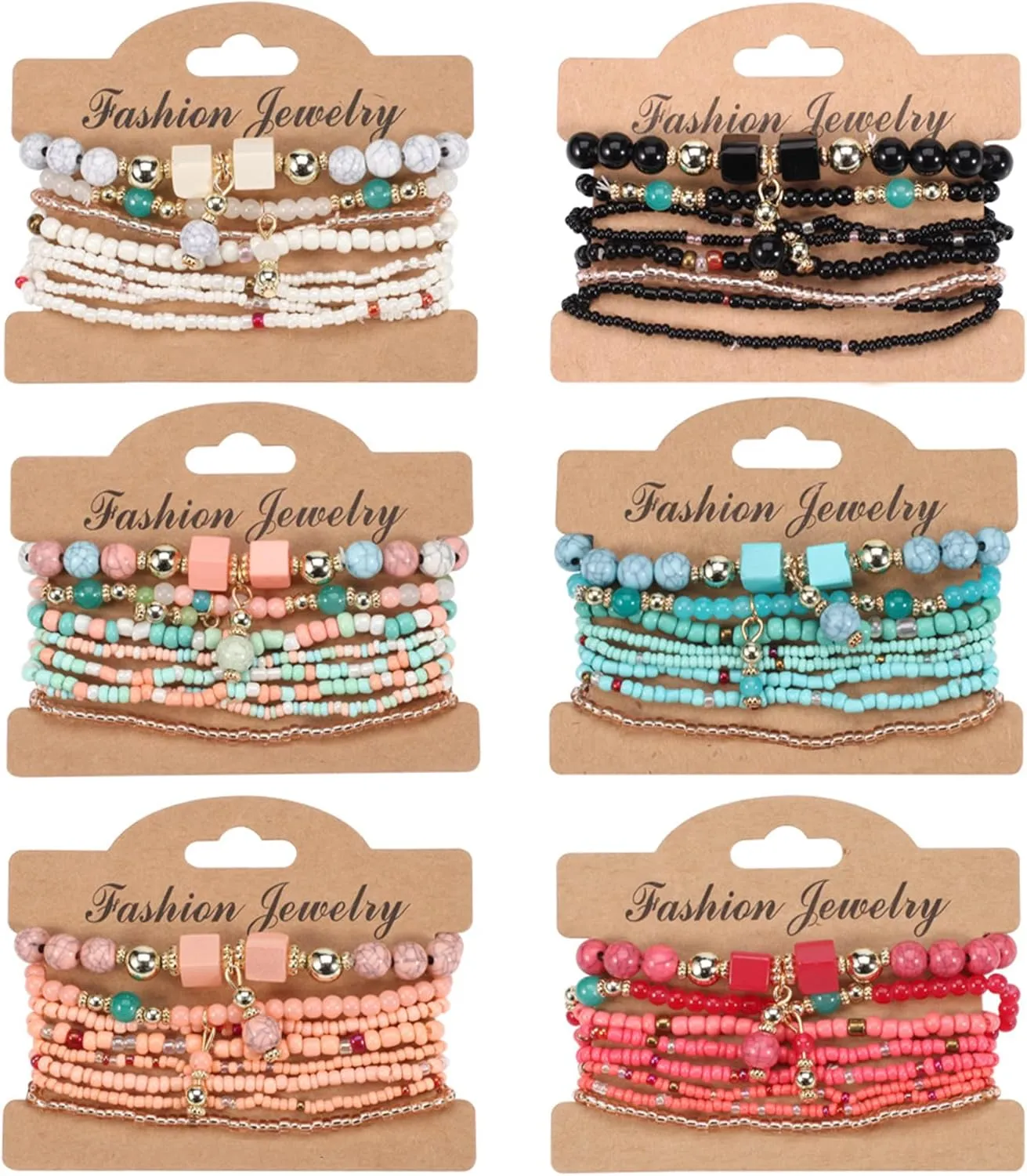 Bohemian Beads Bracelets Stackable Stretch Bracelets Women Colorful Handmade Boho Beach Jewelry