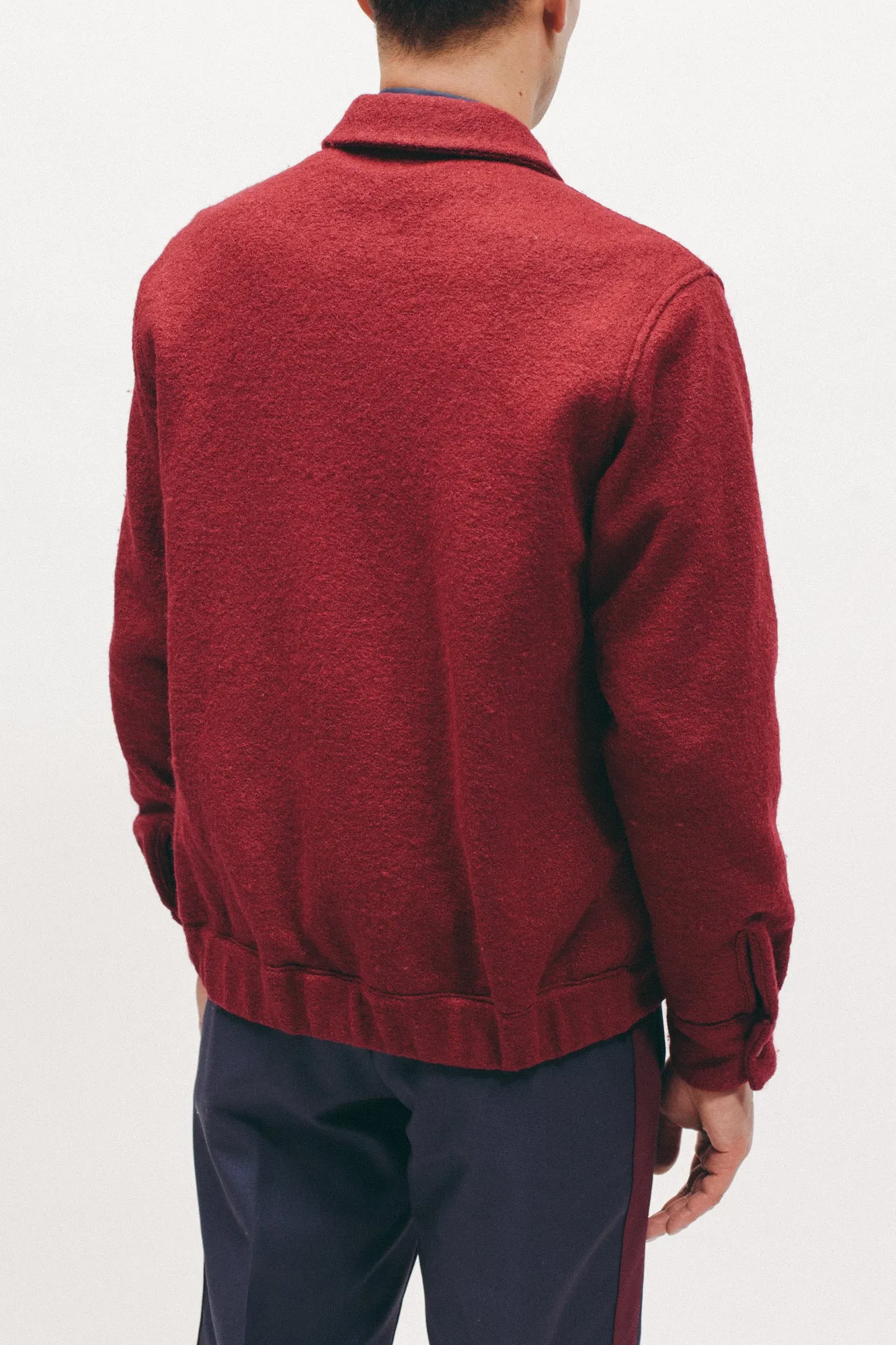 Boiled Wool Harrington Jacket - Red