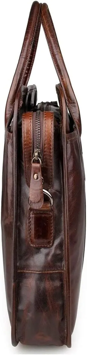 Briefcase Leather Messenger Bag 15inch Laptop Vintage Shoulder Handbag Satchel Men Business Briefcase