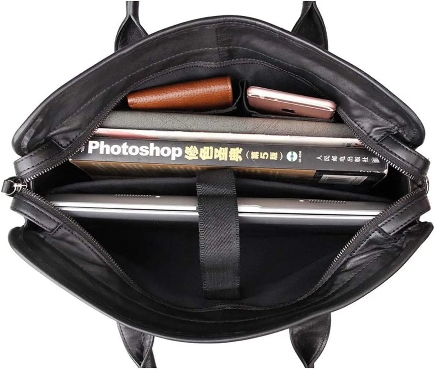 Briefcase Leather Messenger Bag 15inch Laptop Vintage Shoulder Handbag Satchel Men Business Briefcase