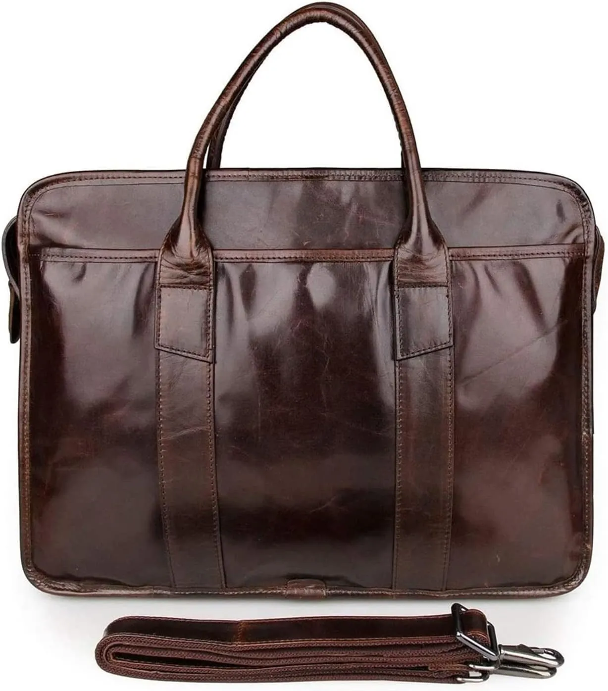 Briefcase Leather Messenger Bag 15inch Laptop Vintage Shoulder Handbag Satchel Men Business Briefcase