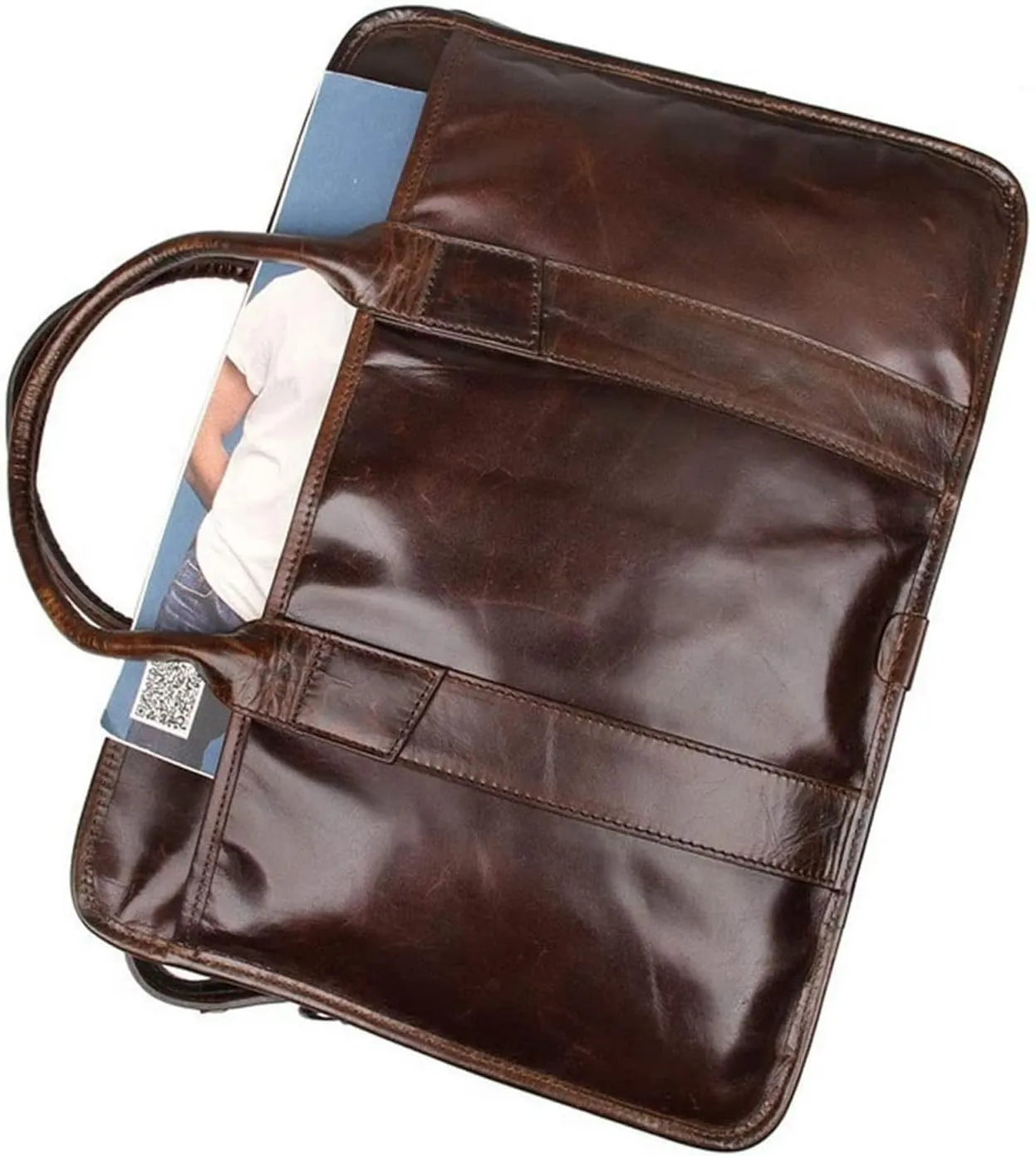 Briefcase Leather Messenger Bag 15inch Laptop Vintage Shoulder Handbag Satchel Men Business Briefcase