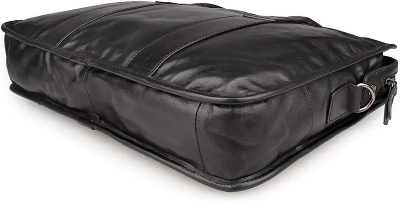 Briefcase Leather Messenger Bag 15inch Laptop Vintage Shoulder Handbag Satchel Men Business Briefcase