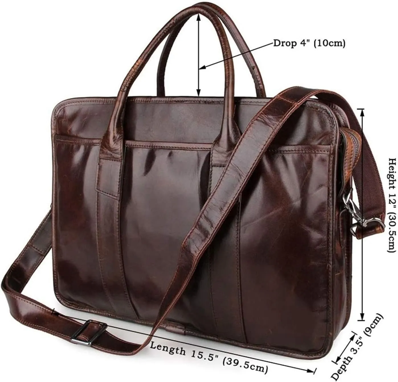 Briefcase Leather Messenger Bag 15inch Laptop Vintage Shoulder Handbag Satchel Men Business Briefcase