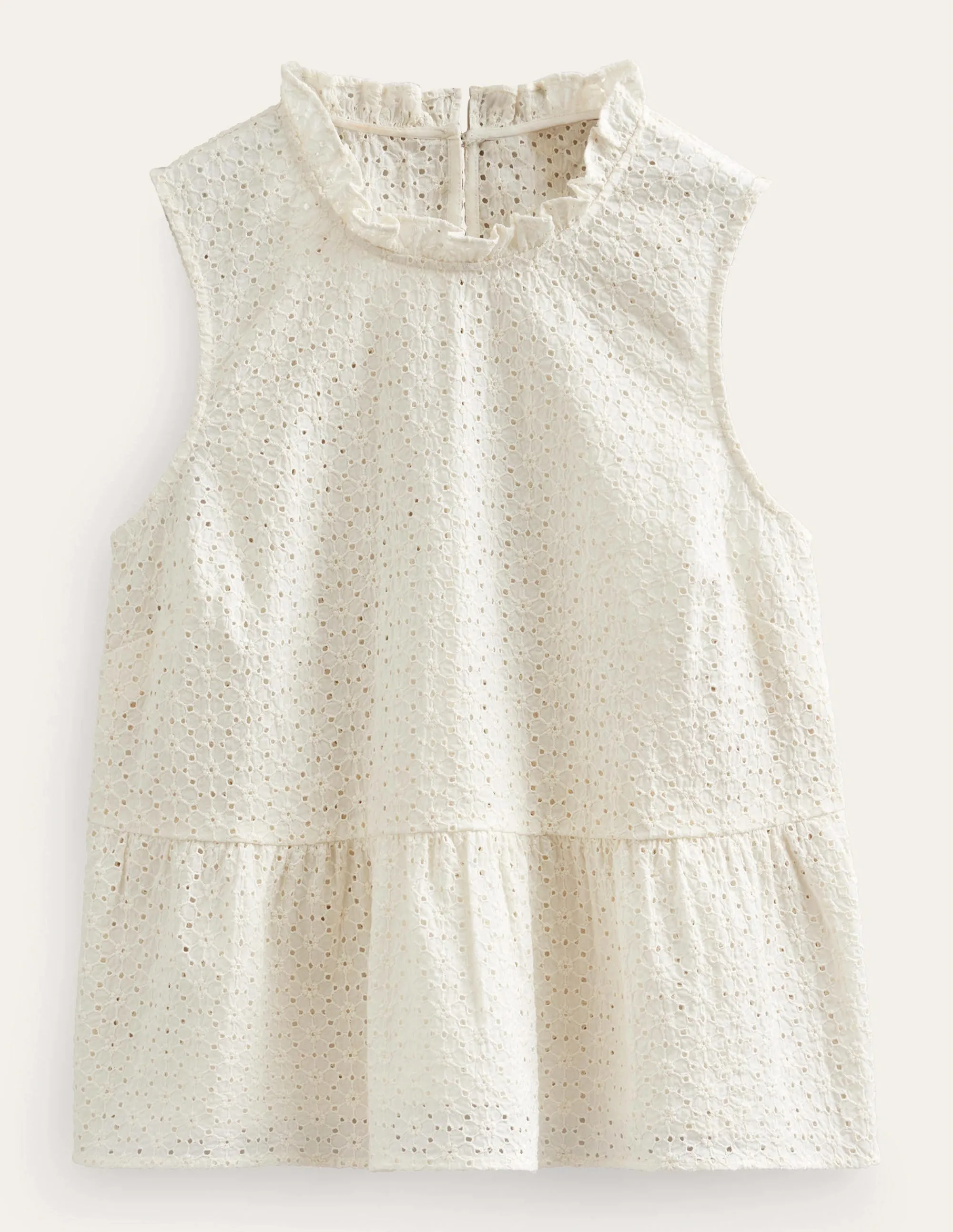 Broderie Peplum Top-Ivory